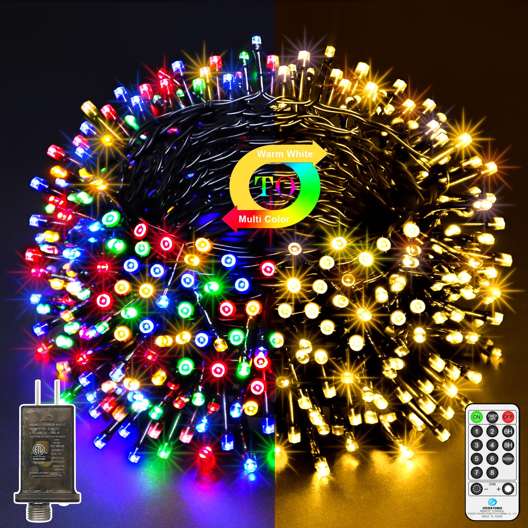 ROADAYLY 328ft 720 LED Christmas Lights Color Changing String Lights Outdoor with 11 Modes for Xmas Tree Trunk Yard Porch Outdoo