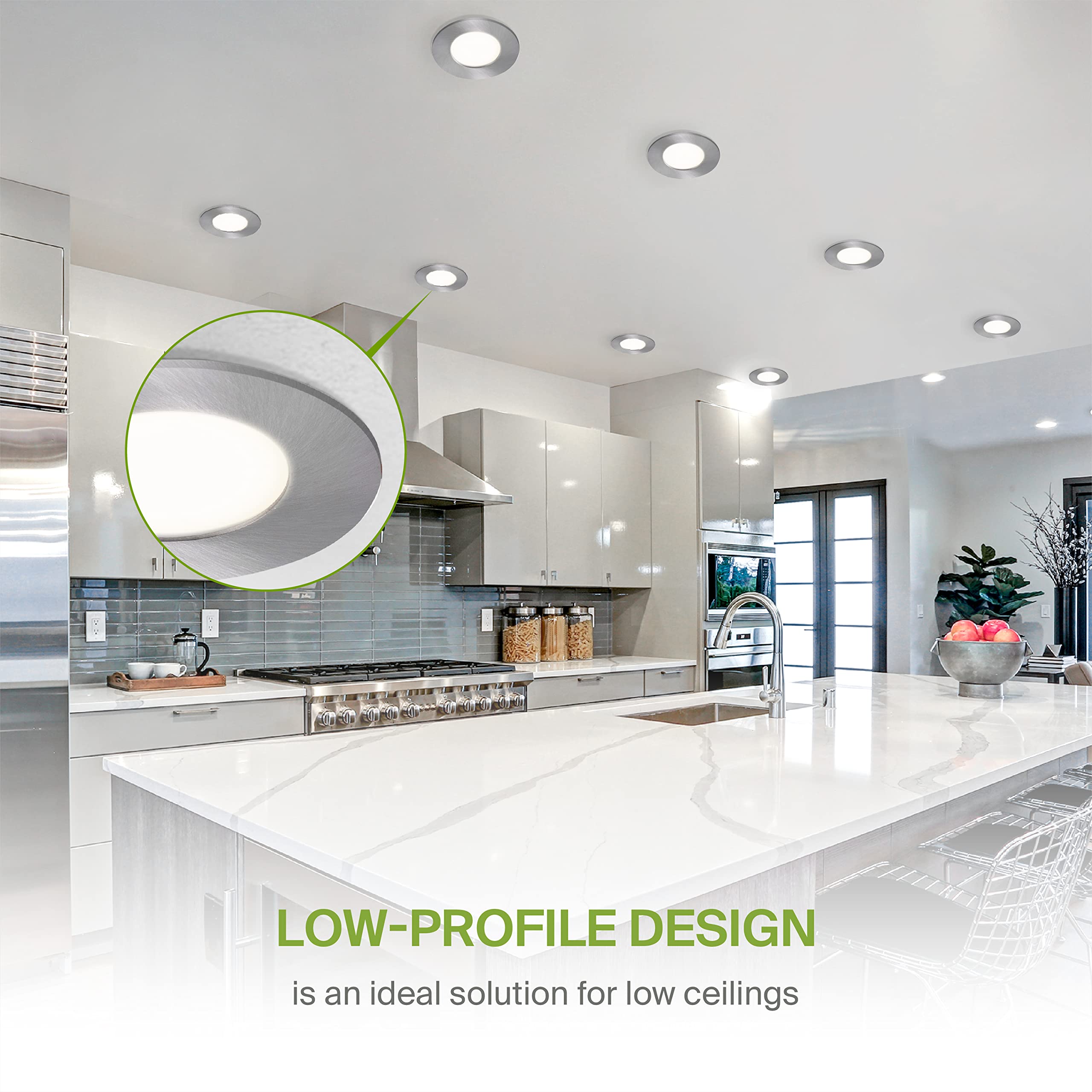 Asd 6 Pack 3 Inch Led Recessed Light 6W  5 Cct 2700K-5000K Cri90+  Ic Rated Ultra Thin Dimmable Ceiling Lights With J Box  Canless Wafer Downlight  Round Slim Panel Lighting  Ul Energy Star  Nickel