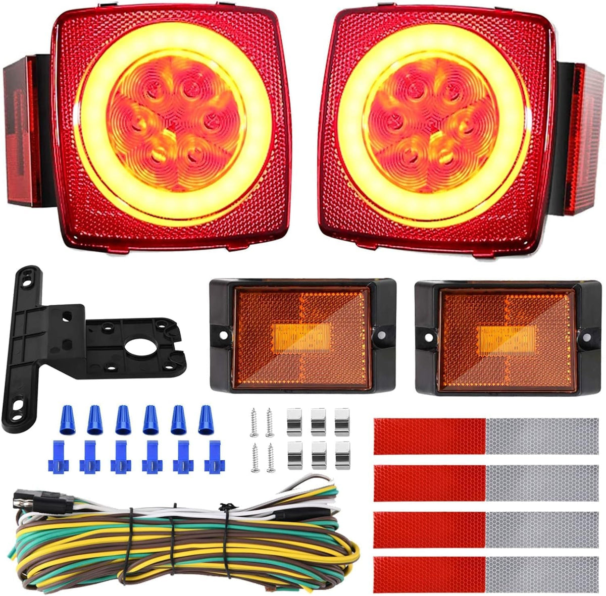 Kohree Super Bright Led Trailer Light Kit, Ip68 Waterproof Submersible Boat Trailer Lights, 12V Led Stop Turn Tail License Light