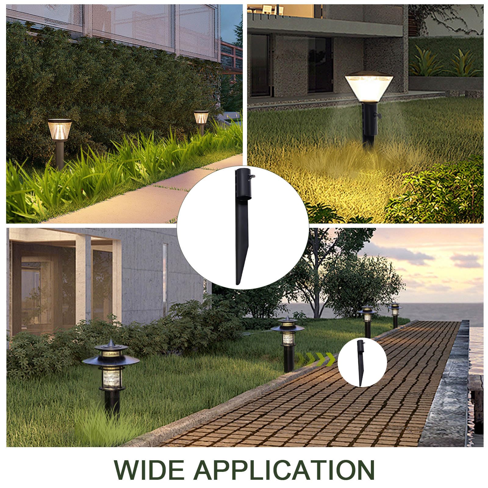 Steel Torch Stakes For Tiki Torches, Freestanding Poles And Solar Lights, 10.8 Inch Torch Stand Stakes Outdoor Light Stakes Gard