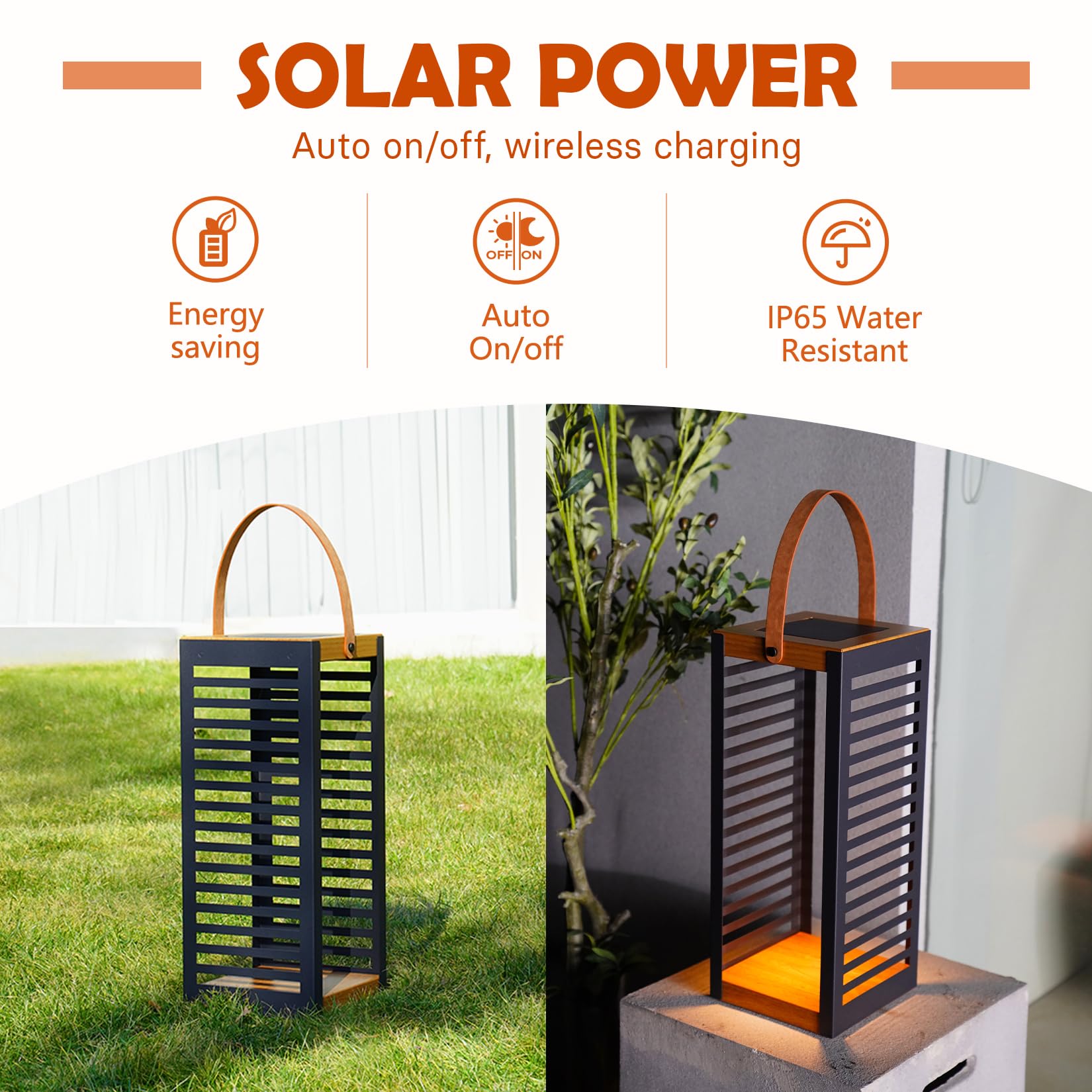 Solar Yard Outdoor Floor Lamp Solar Powered Light, Patio Waterproof Metal Solar Lantern With Handle, Plant Decor For Patio, Yard