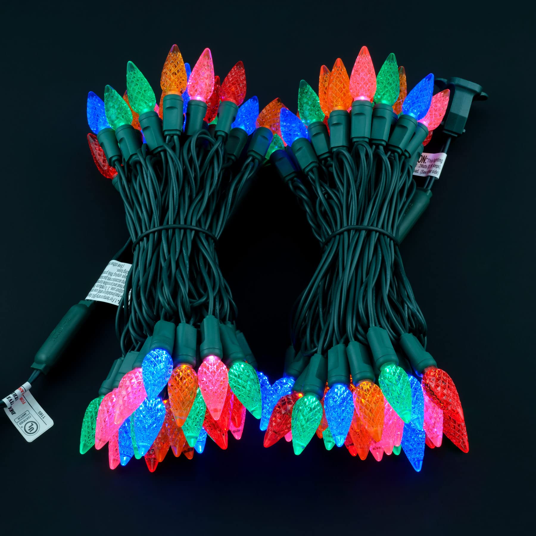 Yuletime Multicolor C6 Strawberry Led Christmas Lights, 33 Ft 100 Count 4'' Spacing One-Piece High Waterproof Ul Certified Strin