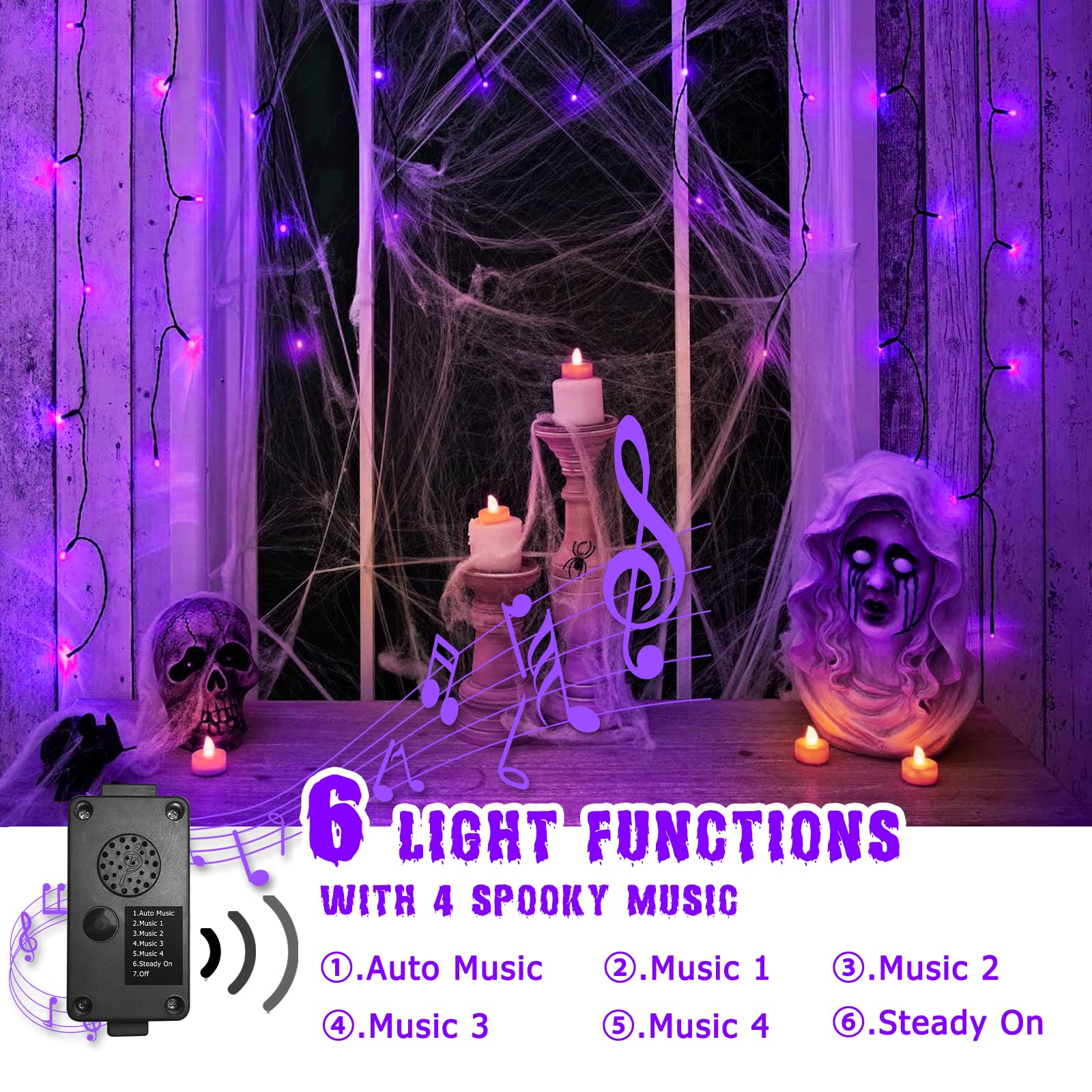 PEIDUO Purple String Lights, 82 FT 200 LED, Motion Sensor, Twinkle Fairy Lights for Halloween Indoor/Outdoor Decor