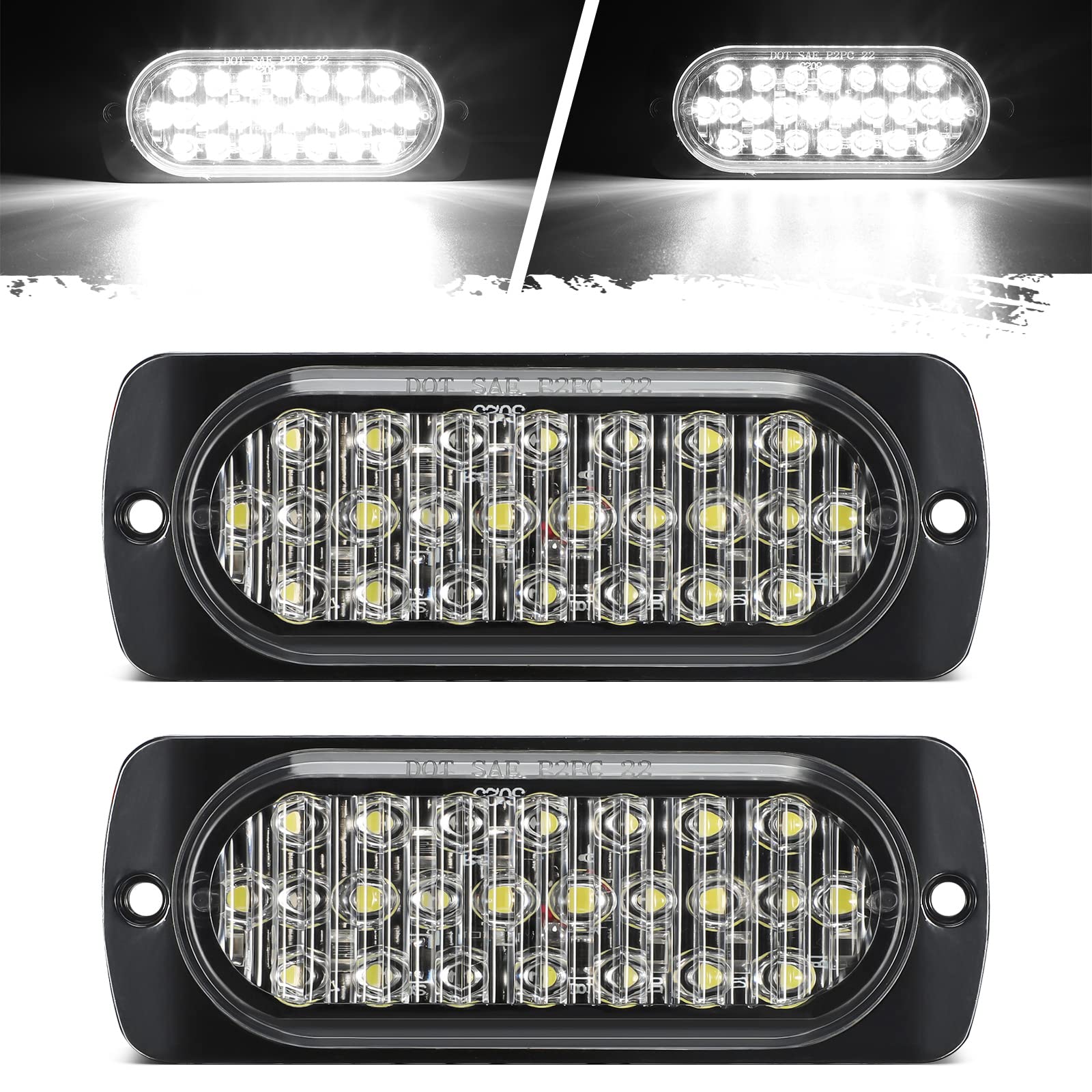 Partsam 2Pcs 4.4'' White 24 Led Trailer Side Marker Clearance Lights, Aluminum Housing Surface Mount Reverse/Backup/Running Ligh