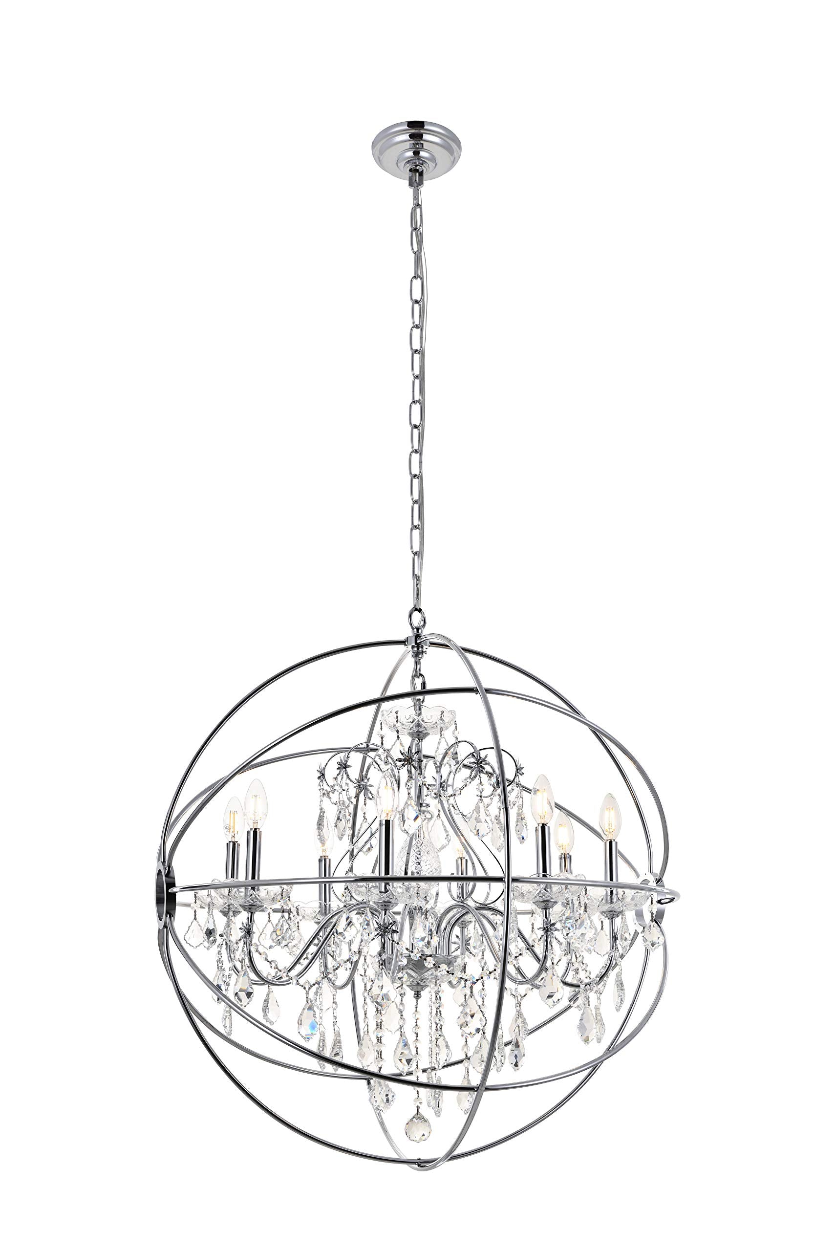 Living District Cordelia 8-Light Transitional Metal Pendant in Chrome