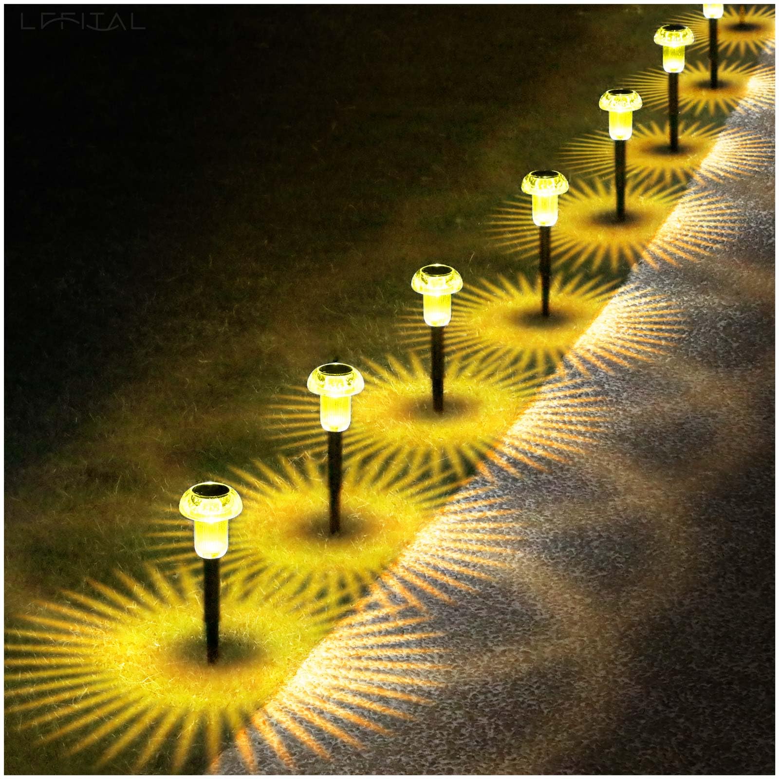 Lffital Solar Pathway Lights Outdoor 16 Pack Solar Mushroom Lights Outdoor Outside Led Lighting Stake Waterproof For Path  Lawn  Garden Driveway  Landscape Backyard Courtyard(Warm White)