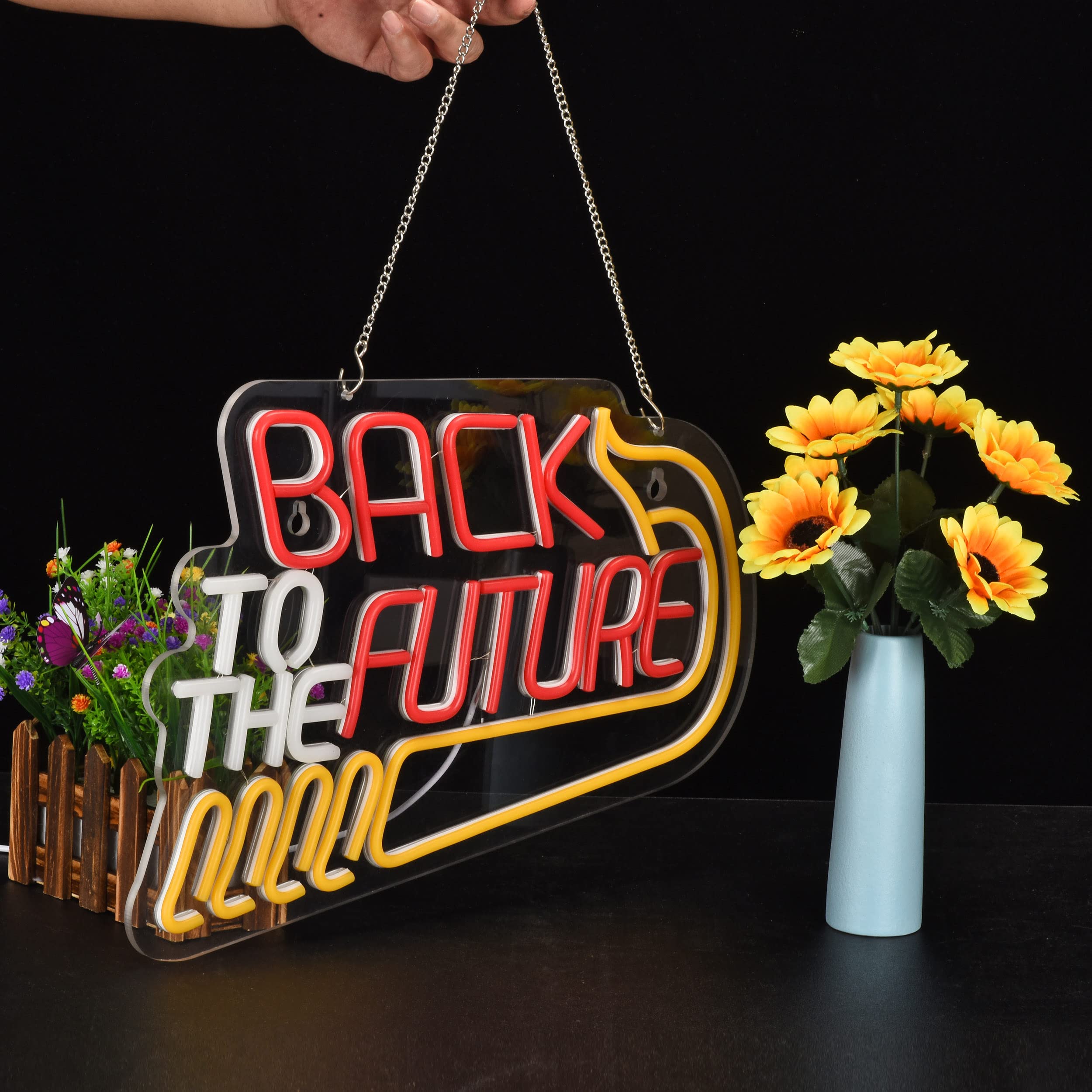 Back To The Future Neon Sign For Wall Decor Neon Signs With Dimmable Switch Led Neon Signs Bedroom Beer Bar Neon Light Sign Hotel Party Club Office Art Lights(17X12Inch)