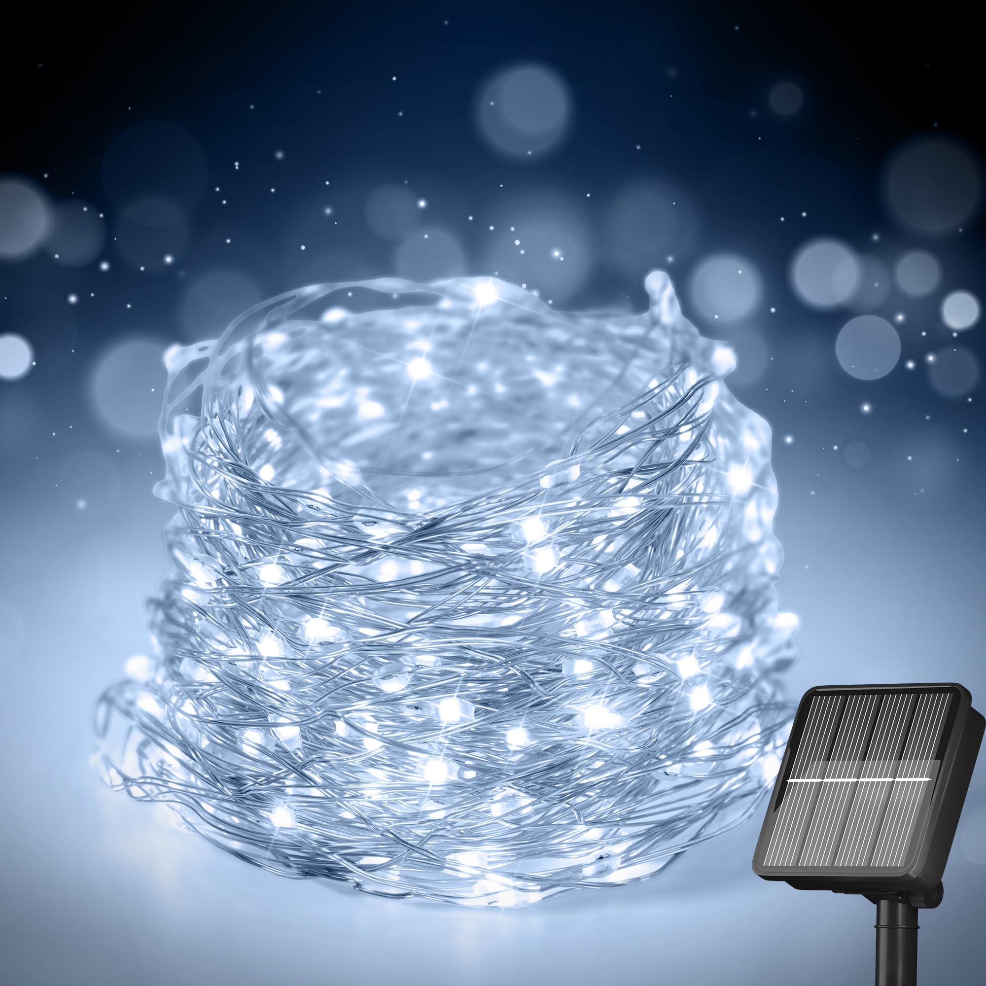Solar String Lights for Outside, 72Ft 200 LED Solar Fairy Lights with 8 Modes, Solar Powered Fairy Lights Waterproof for Christmas Tree Garden Party Wedding Decor.(Cold White)