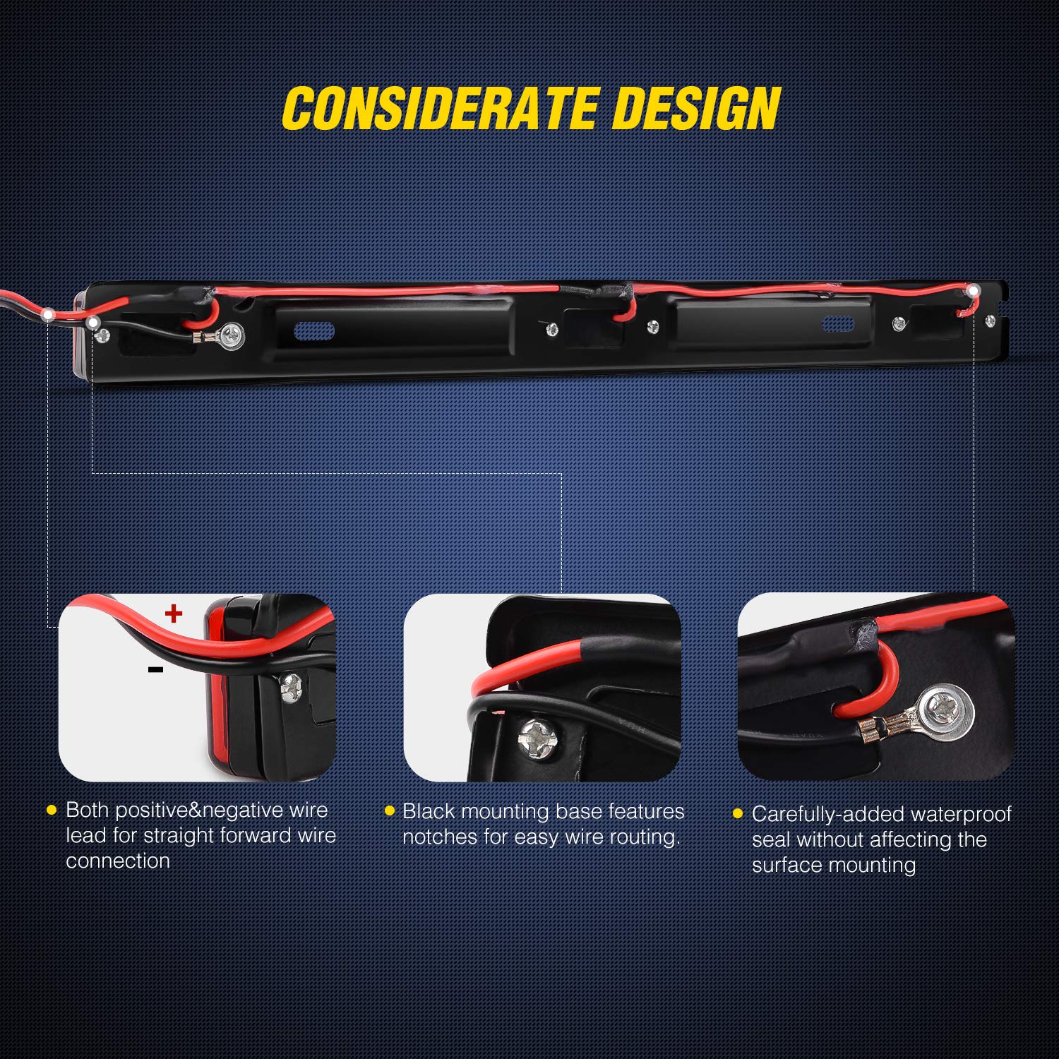 Nilight Tl-11 1Pc Red 9 Led Id Bar Marker Tail Black Stainless Steel Bracket For Truck Trailer Boat Identification Light