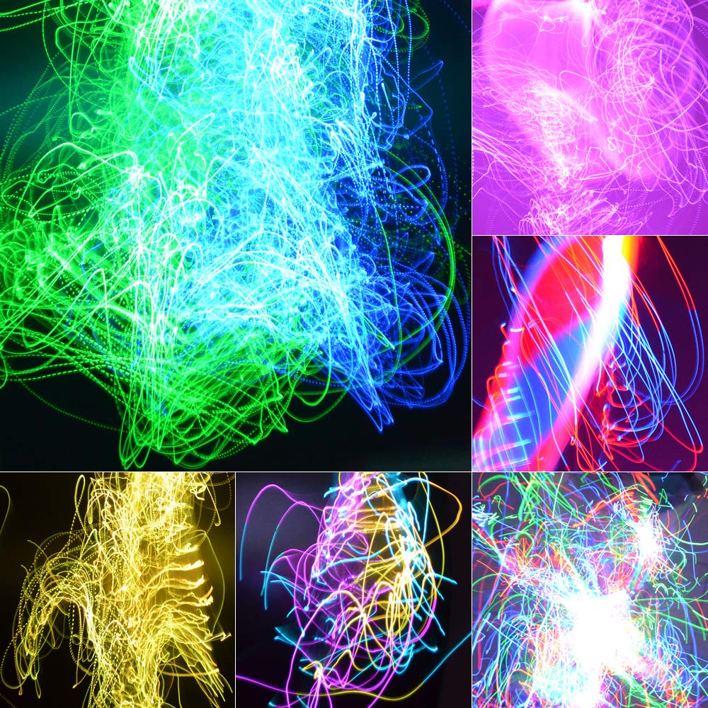 Led Light Whip Fiber Optic Space Pixel Whip Rave Toys Edm Flow Sparkle Dance Festival 360 Degree Swivel Super Bright 40 Display Modes
