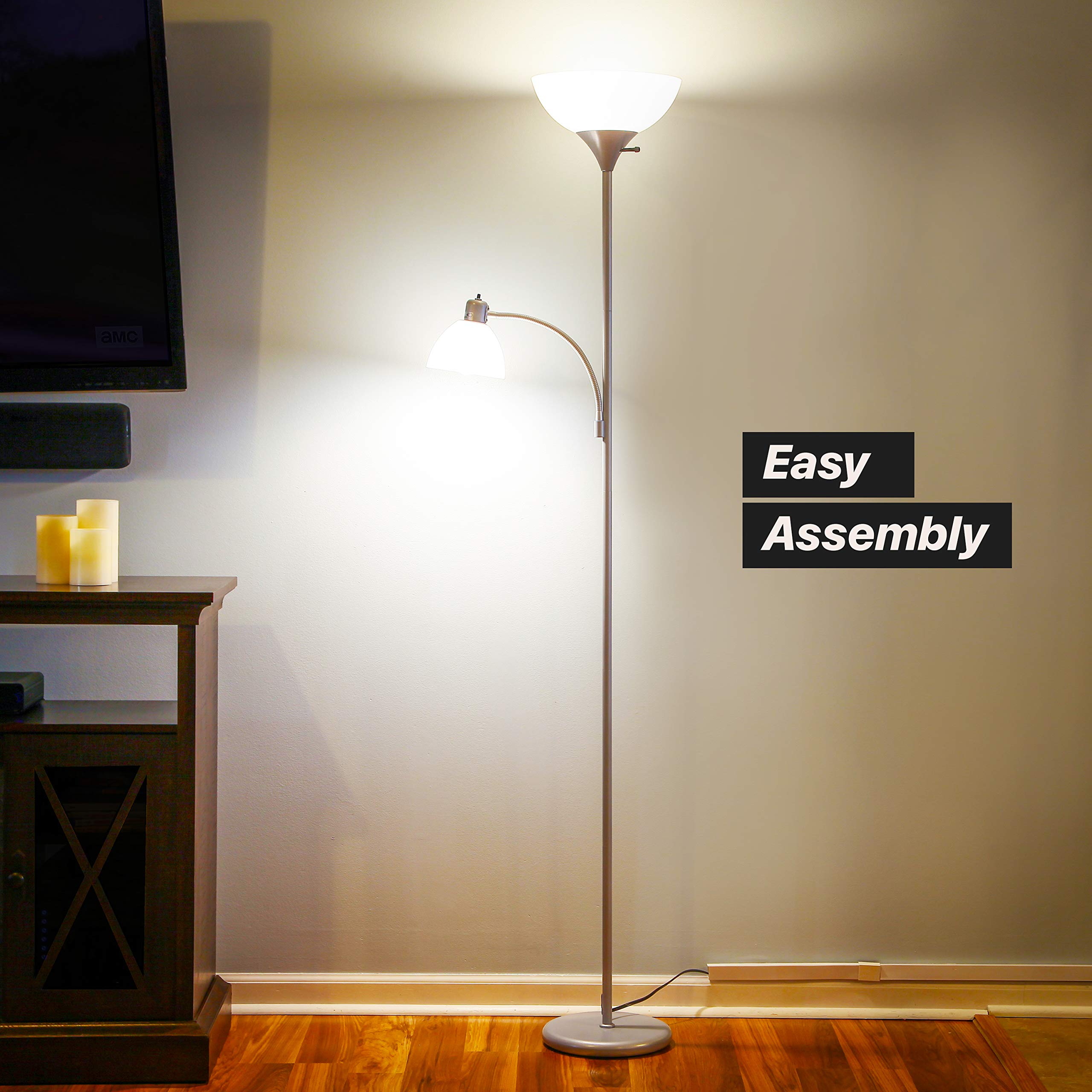 Brightech Sky Dome Plus LED Floor Lamp, Dimmable, Silver, Model FL-DMEPLS-SVR