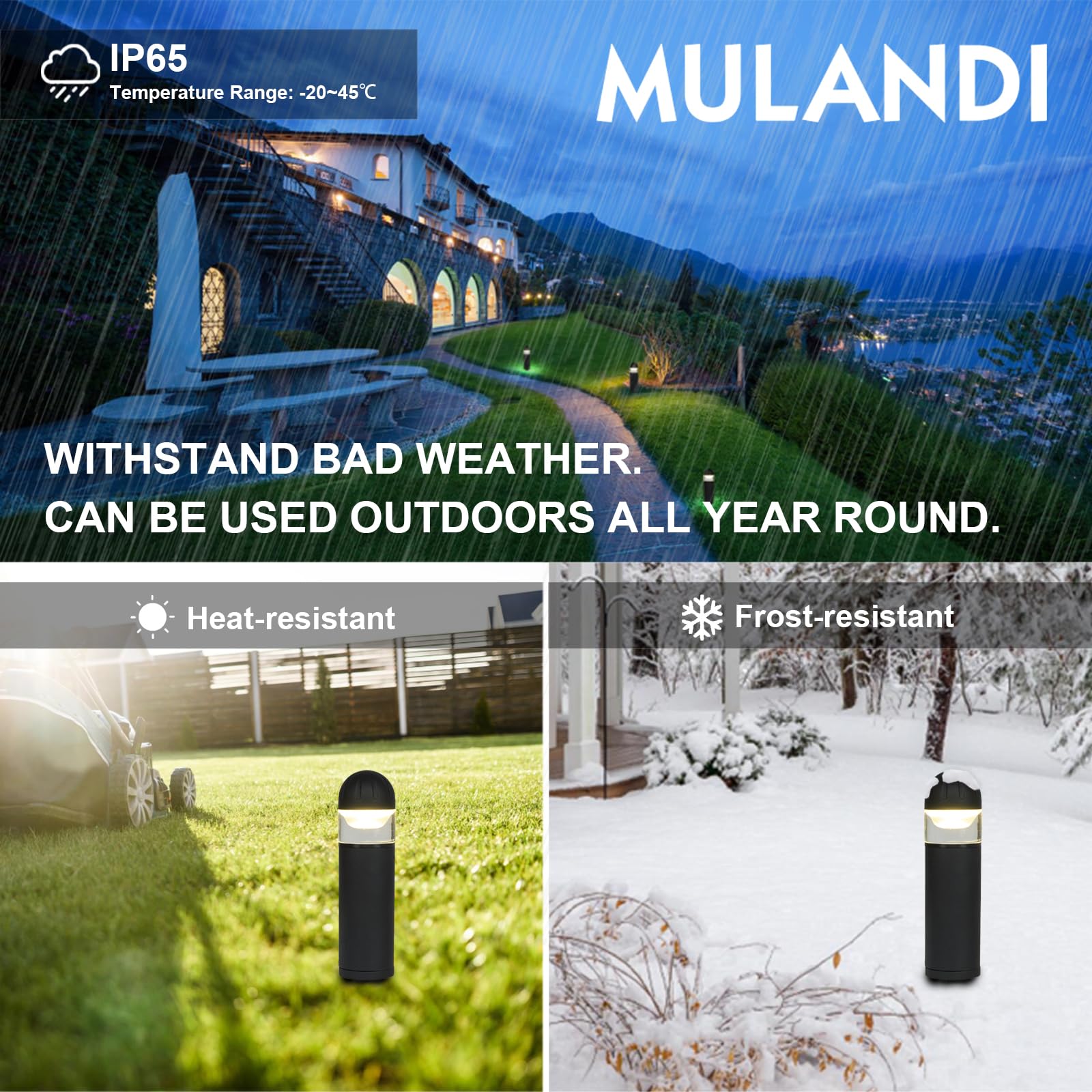 Mulandi Led Landscape Bollard Pathway Light, 2W, Dc 12V Low Voltage Path Lighting Outdoor Waterproof, Die-Casted Aluminum Housing For Garden Light, 3000K Warm White Pack Of 8