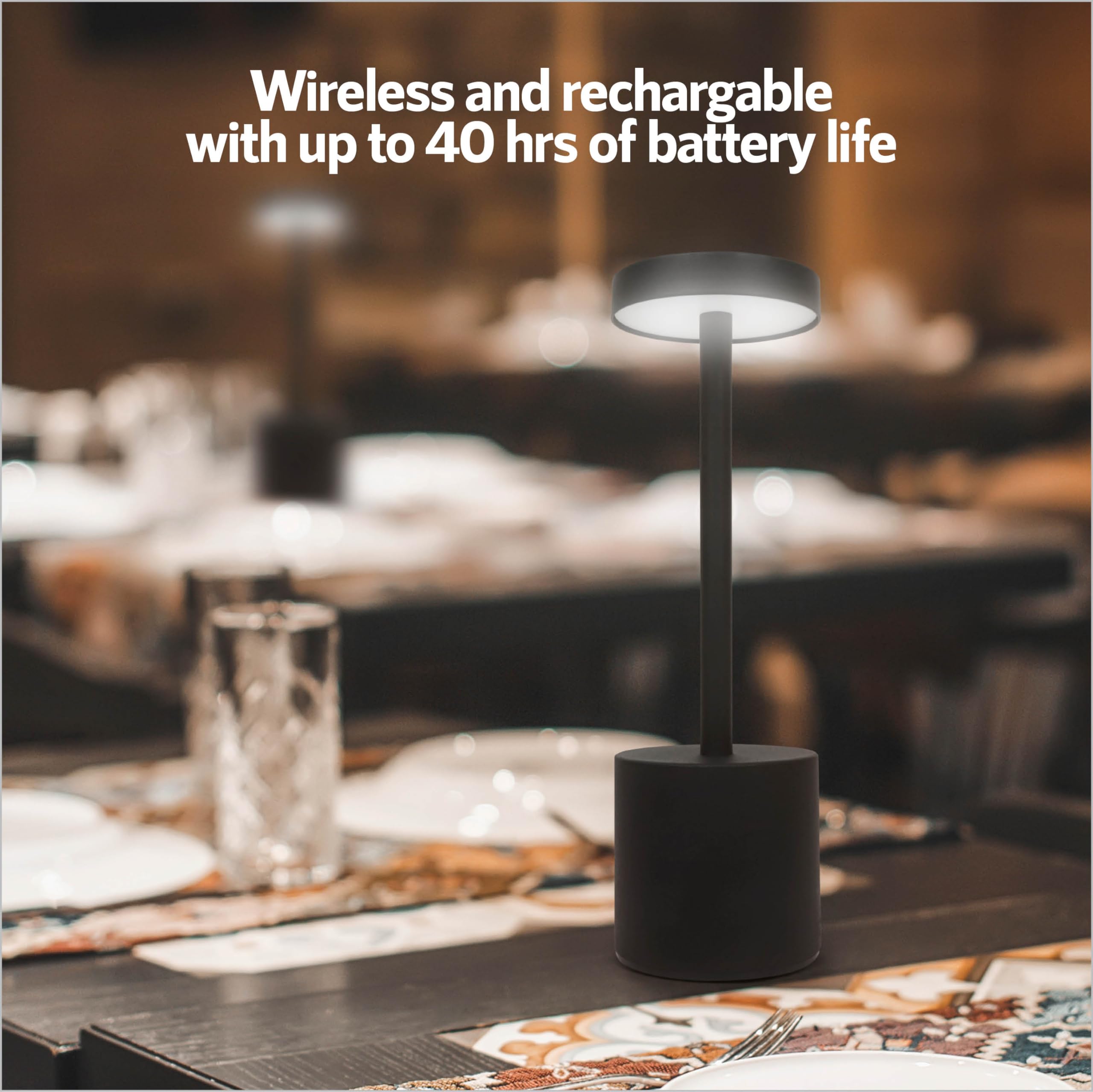 10 Pack - Black Rechargeable Cordless Table Lamps, Portable Led Desk Lamps, Dimming 5000Mah Rechargeable Battery Powered Led Lig