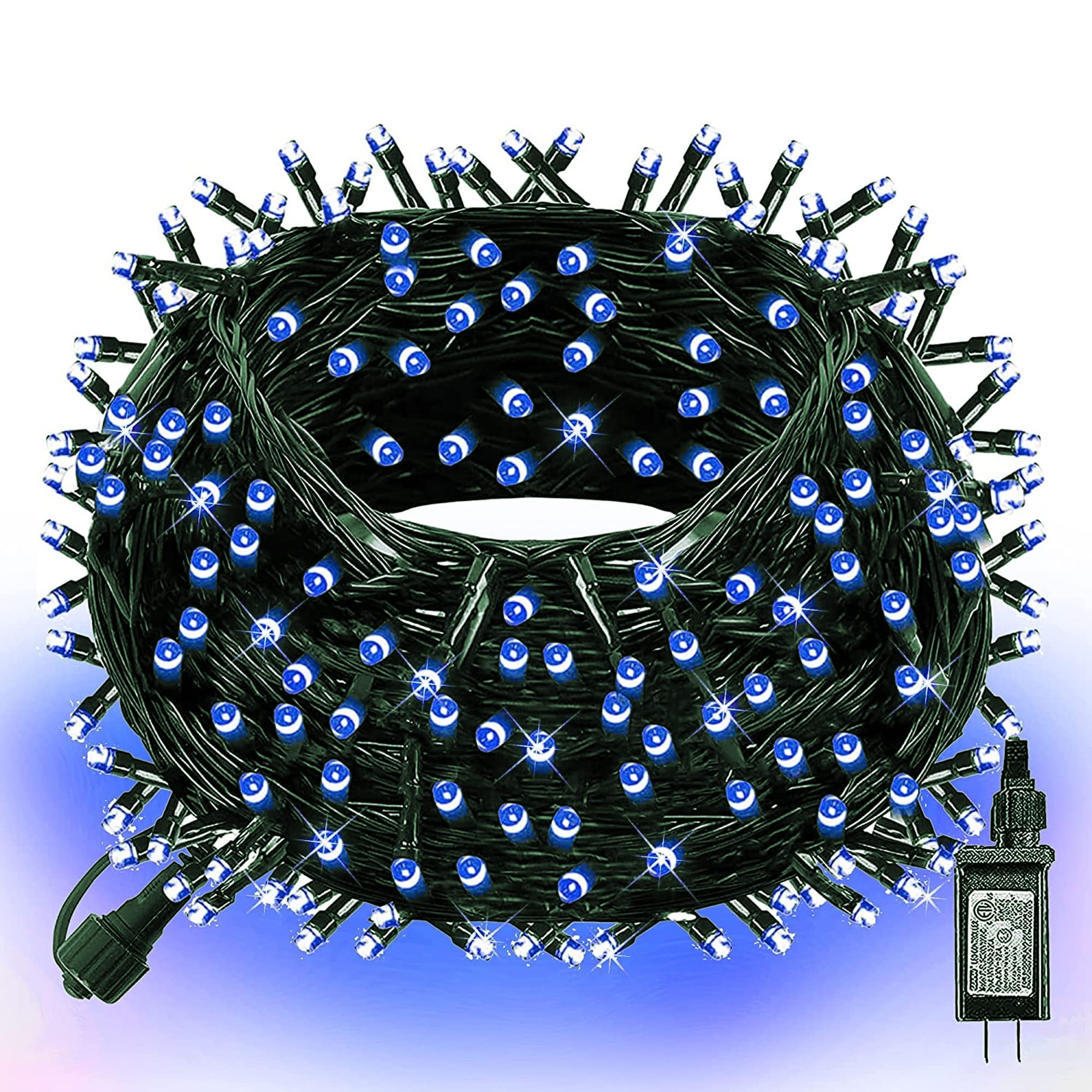 Dazzle Bright 300 Led Christmas String Lights, 100 Ft Connectable Waterproof String Lights Green Wire With 8 Modes, Xmas Vintage