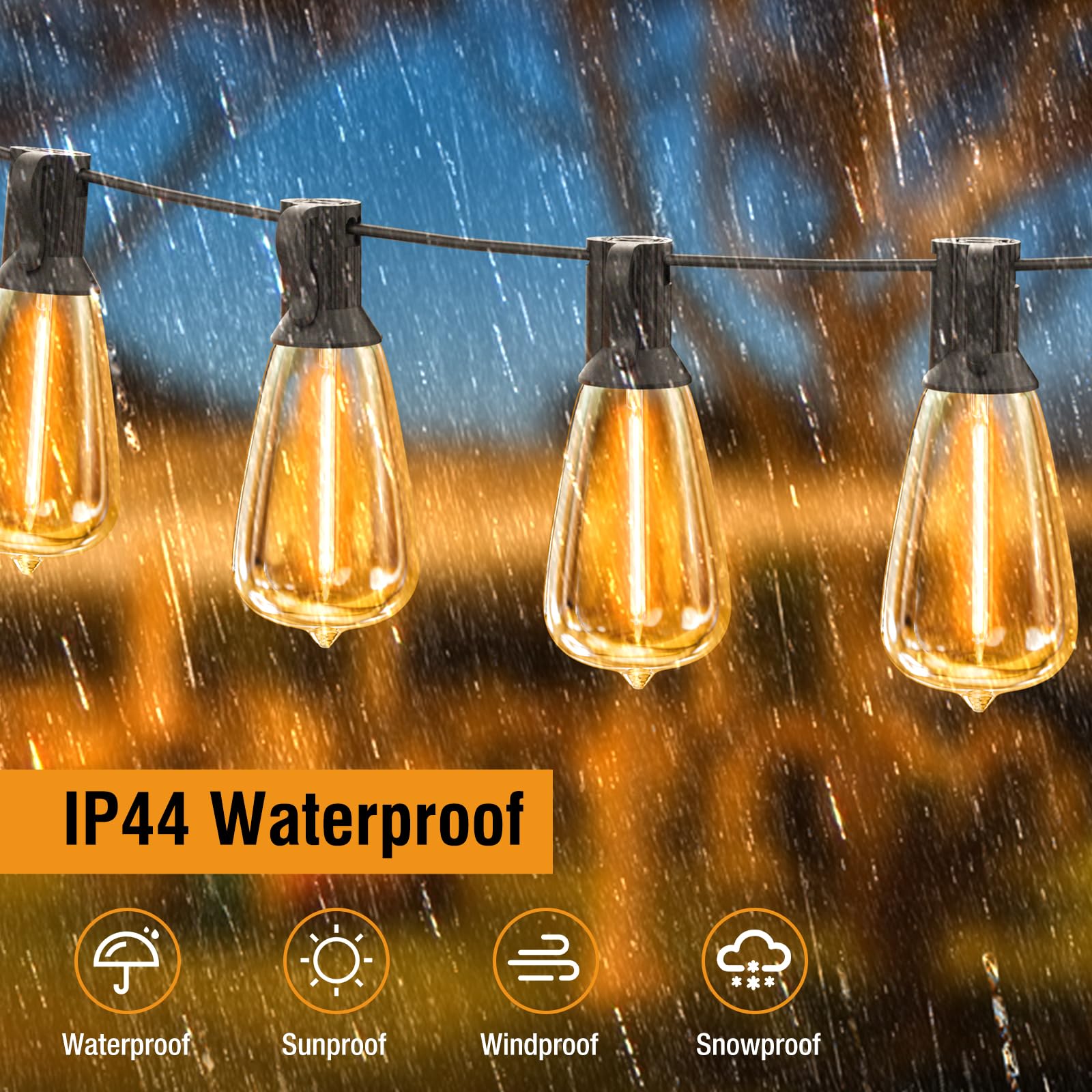 Btfarm 100Ft Led Outdoor String Lights Waterproof With Remote, Patio Lights With 32+2 St38 Edison Bulbs, Hanging Lights For Outs