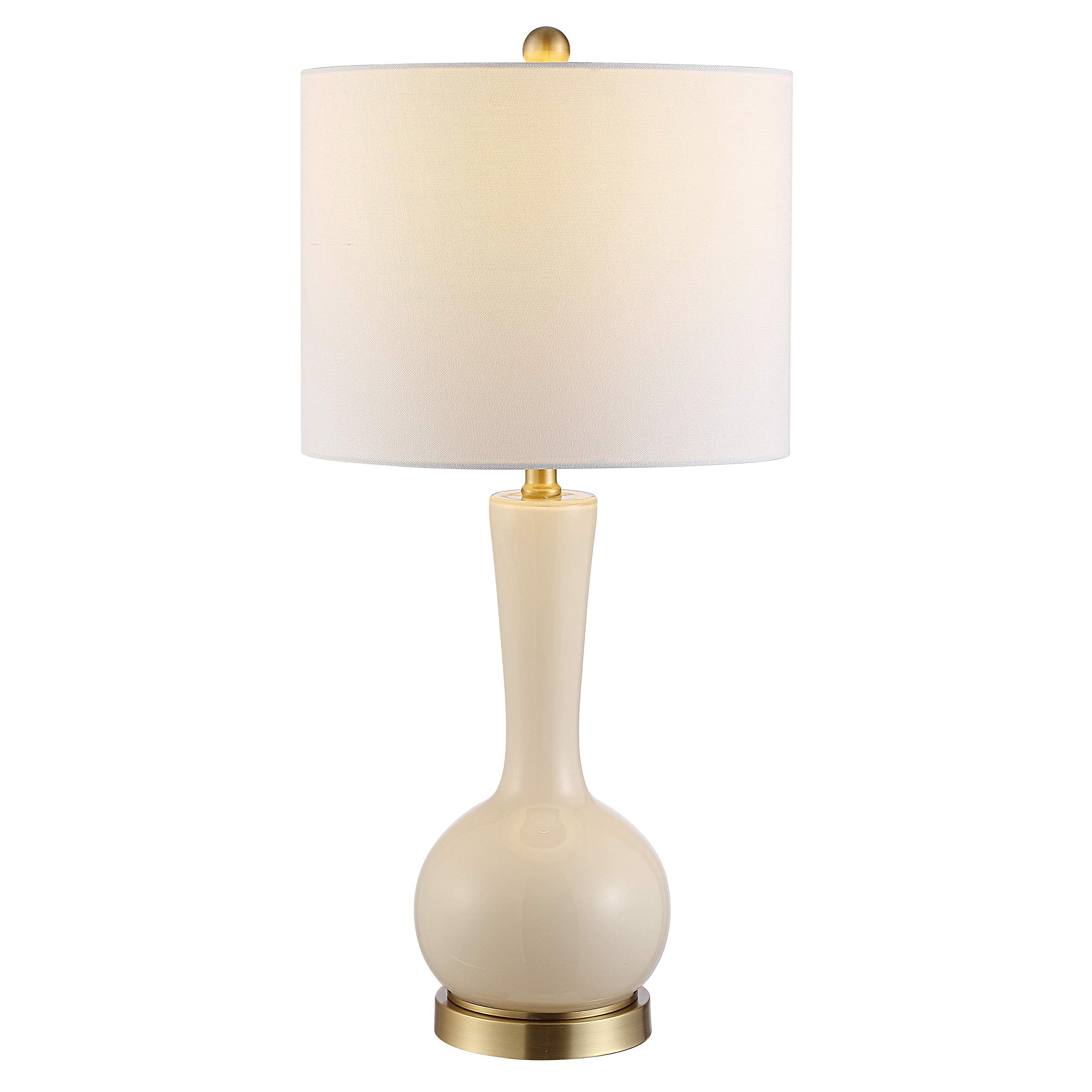 SAFAVIEH Lighting Collection Gaetna Modern Contemporary Ivory Glass 27-inch Bedroom Living Room Home Office Desk Nightstand Tabl