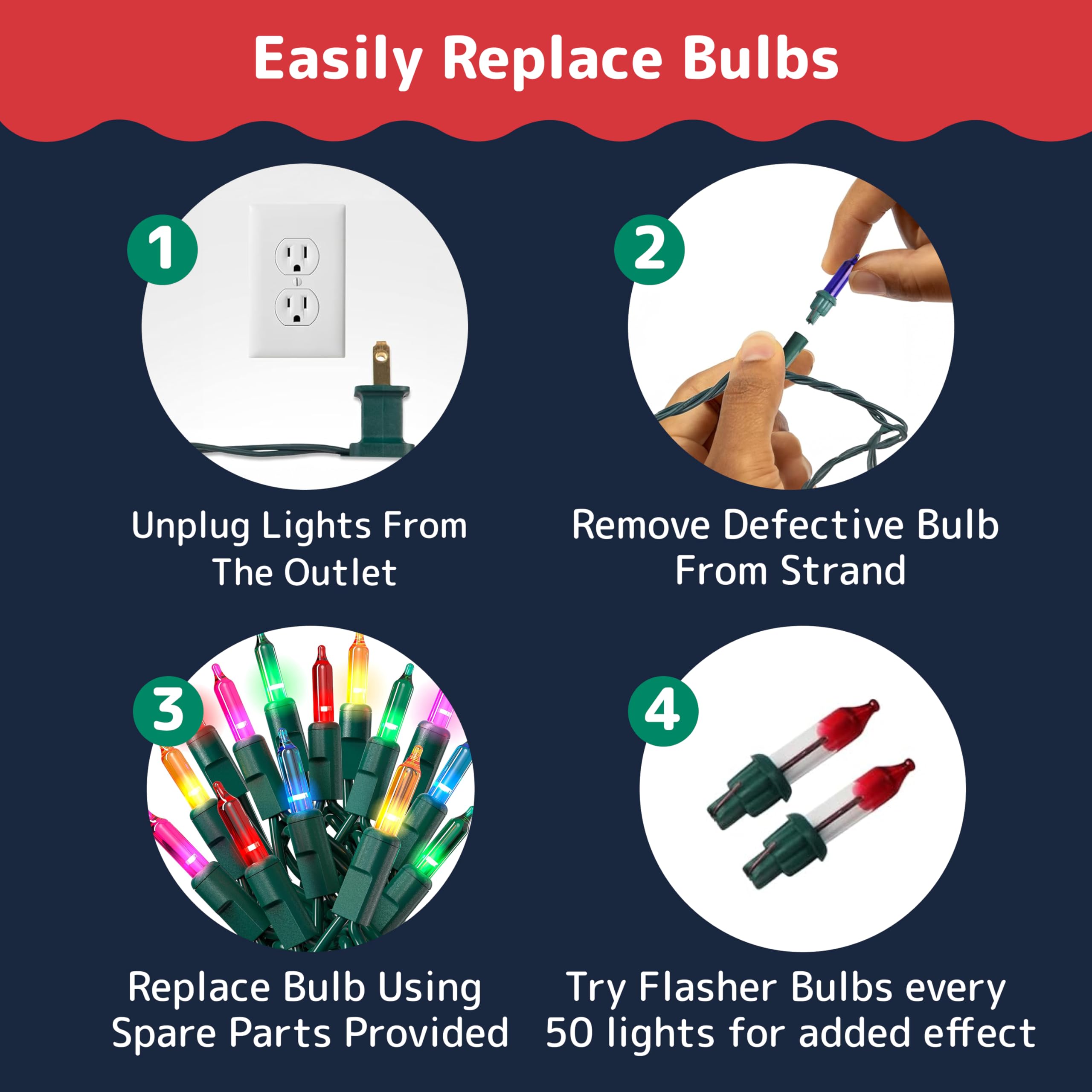 Prextex Christmas Lights - 40Ft Waterproof Multi-Color String Lights With 200 Twinkle Lights For Indoor/Outdoor Use