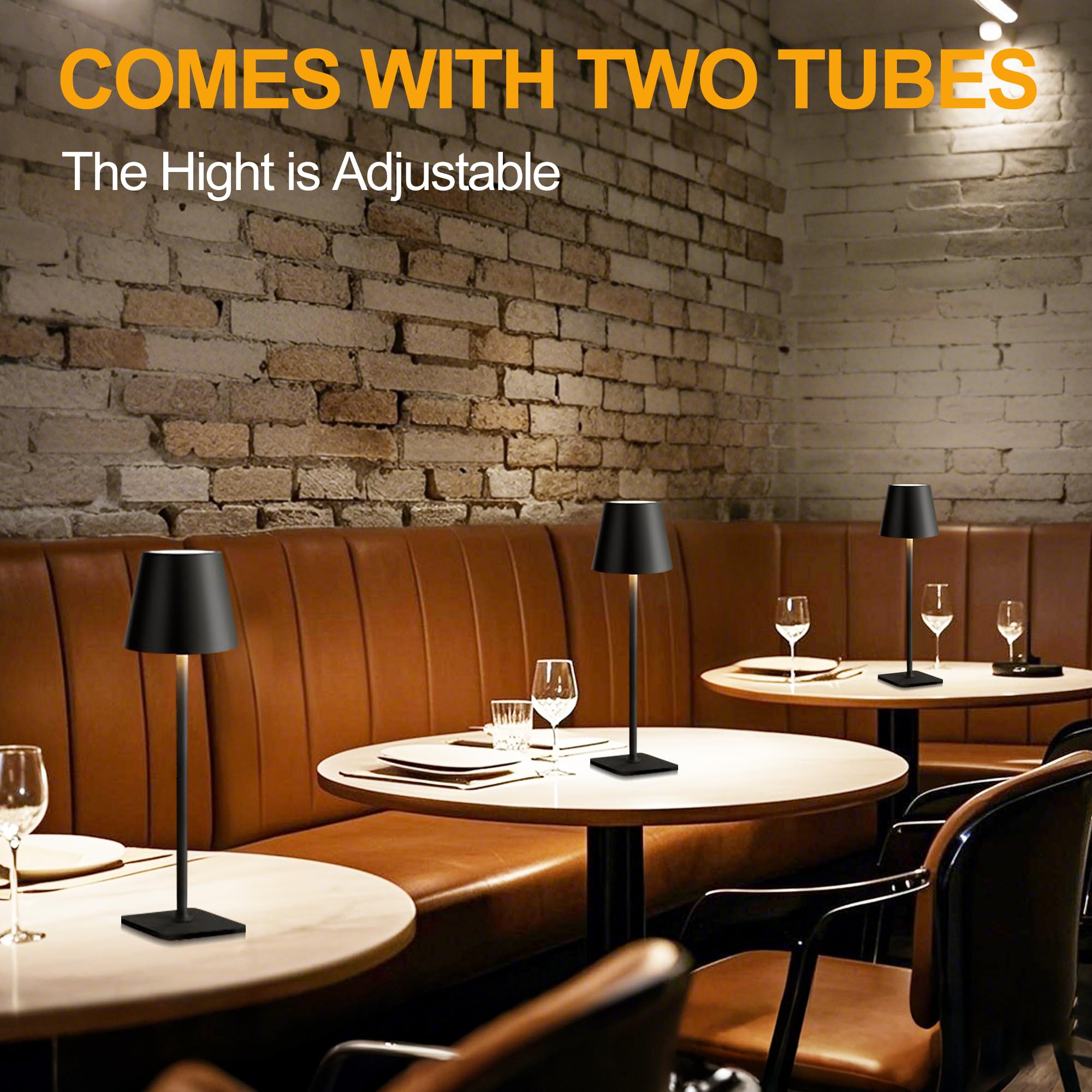 Hiseego Cordless Table Lamps Rechargeable, Adjustable Height, 5200Mah Battery Operated Lamp, 3 Color Stepless Dimming Up, Outdoo