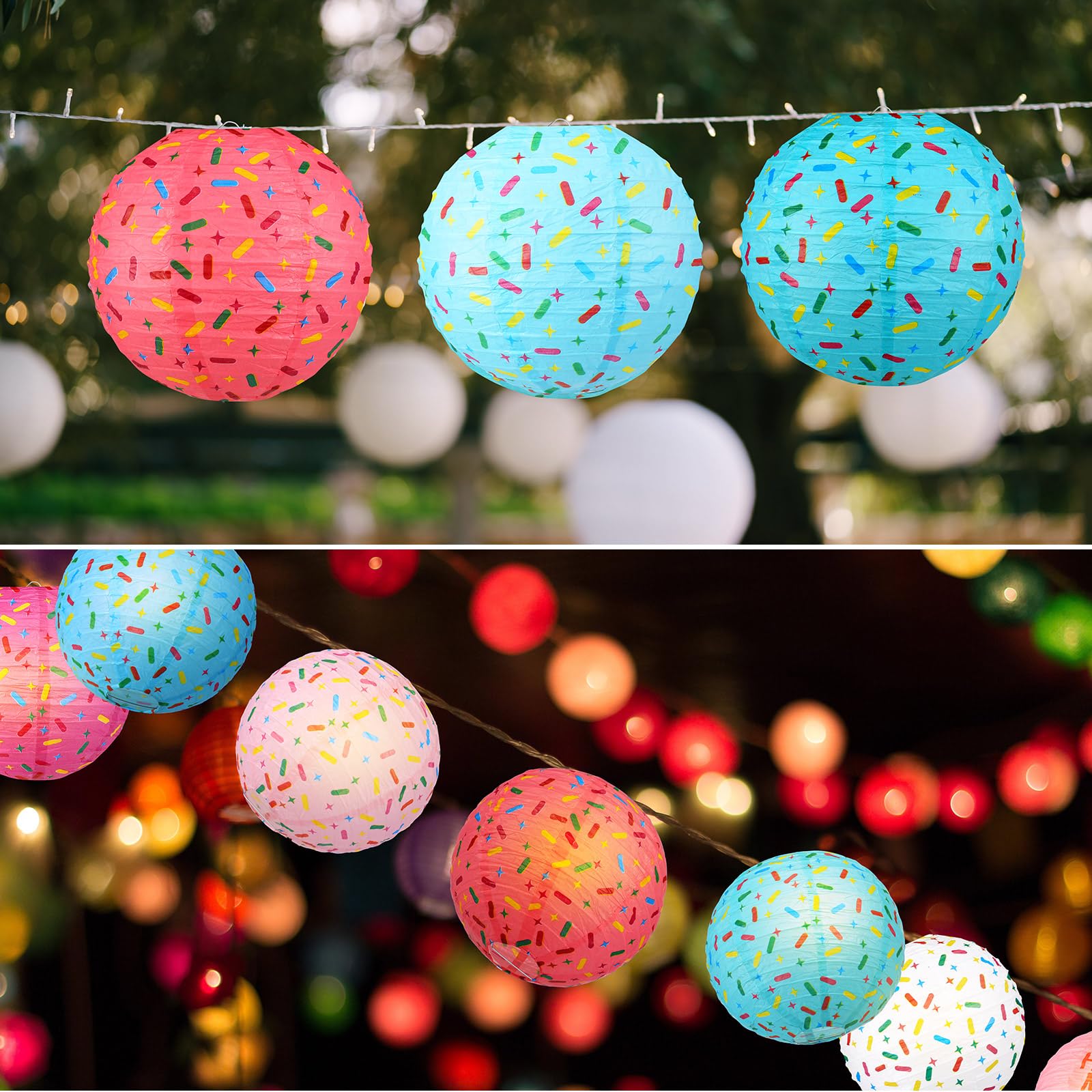 Panelee 12 Pcs Donut Paper Lanterns Party Decorations 8 Inch Hanging Round Paper Lanterns Hanging Paper Party Decorations For Ho