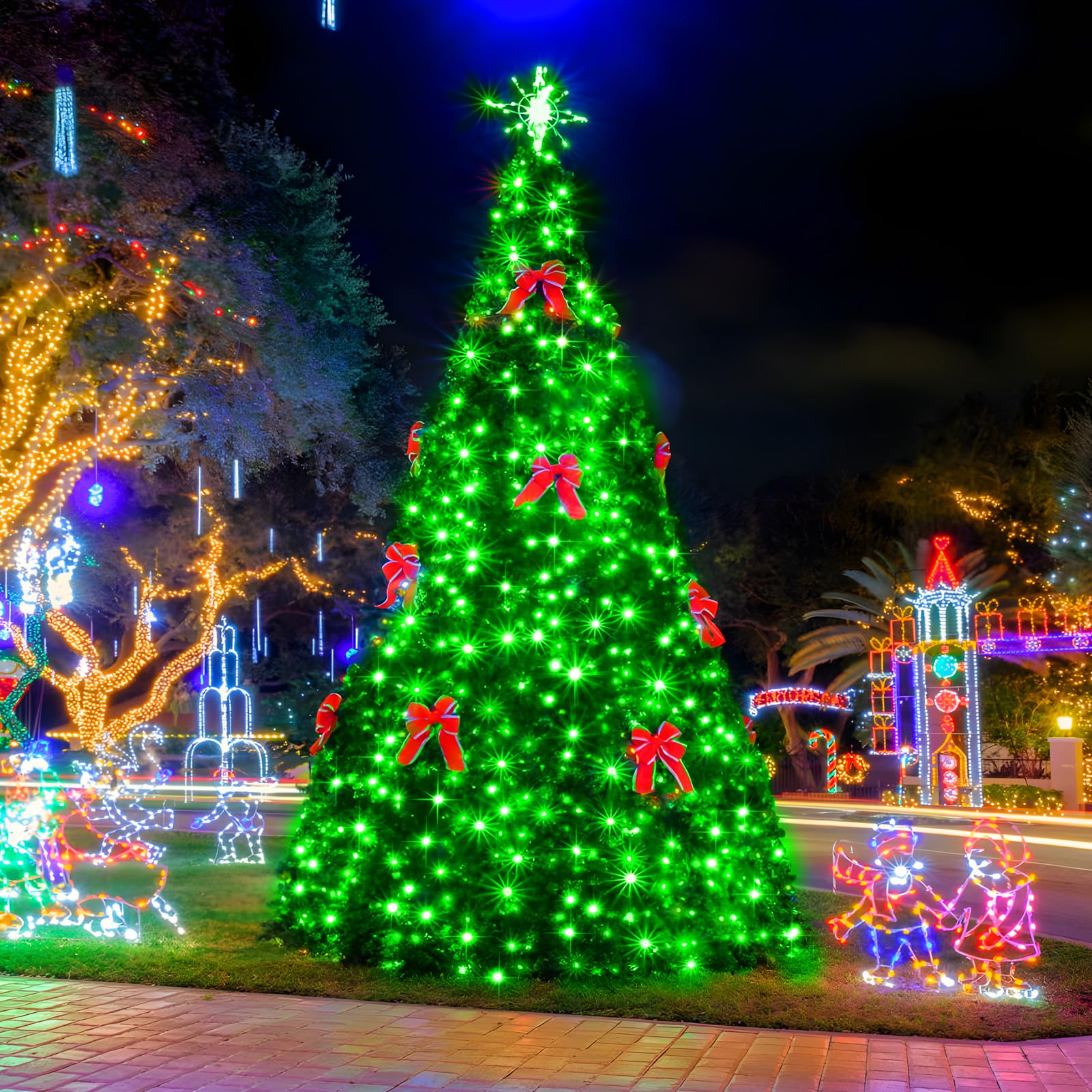 Sauirs 403Ft 1000 Led Christmas Lights Outdoor String Lights With 8 Modes Timer Waterproof Fairy Light Plug In For Outside Indoor Party Xmas Palm Tree Yard Wedding Decorations(Green)