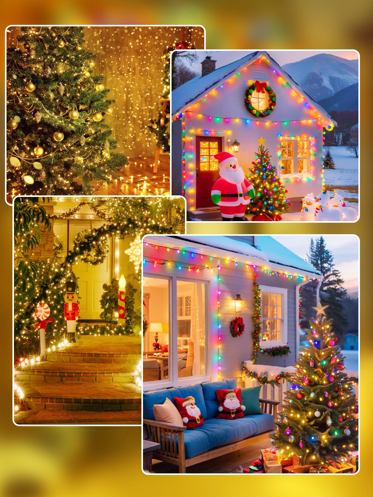 300 Led 99 Ft Color Changing Christmas Lights With Remote And Timer  Fairy String Lights With 11 Lighting Modes & Memory Function Waterproof For Xmas Tree Holiday Party Decor(Warm White & Multicolor)