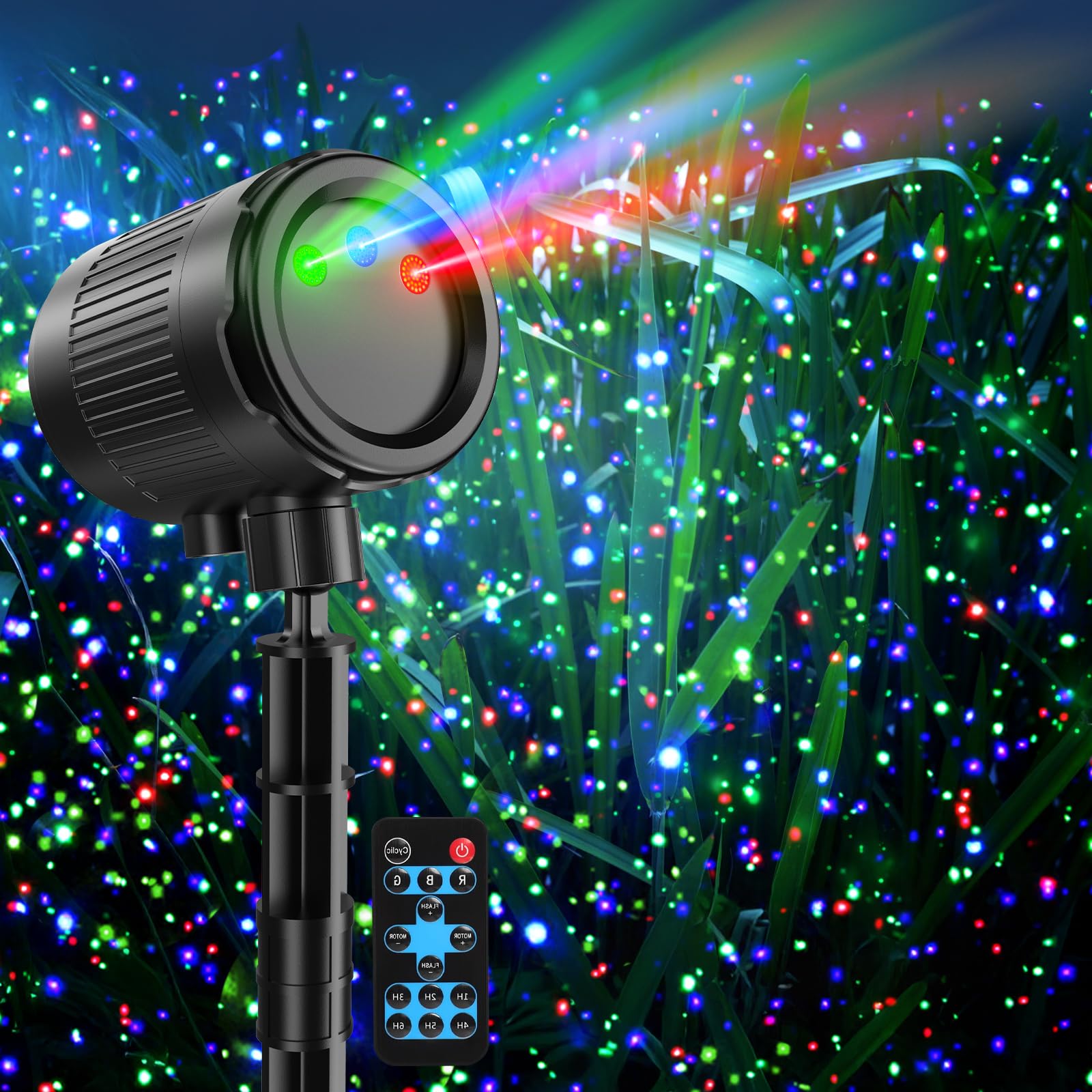 Laser Christmas Projector Lights Outdoor, RGB 3 Color Moving Laser Firefly Lights Show, Christmas Laser Lights Outdoor Projector