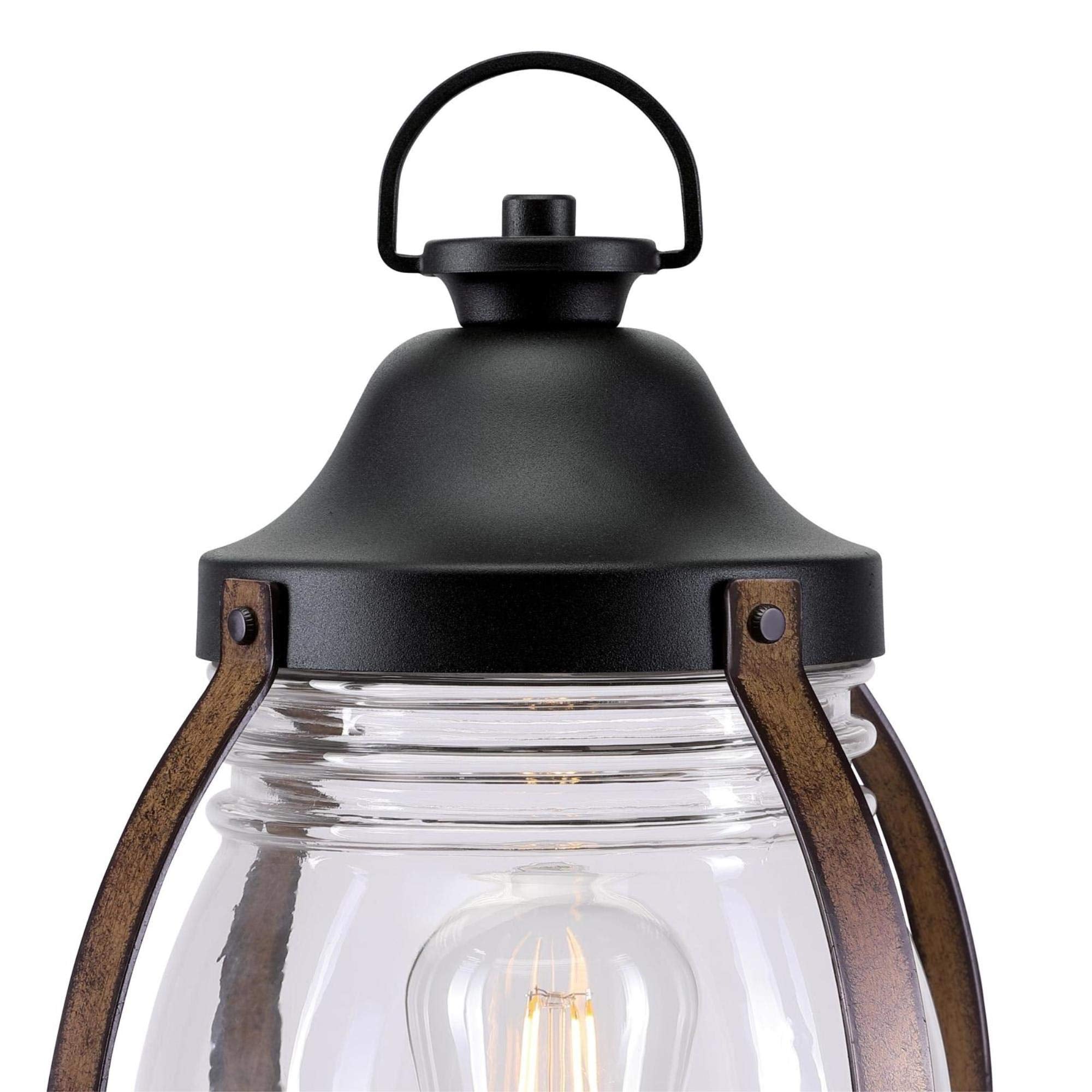 Westinghouse Outdoor Post Top Light Fixture, One-Light, Textured Black and Barnwood Finish, Clear Glass, Model 6578800