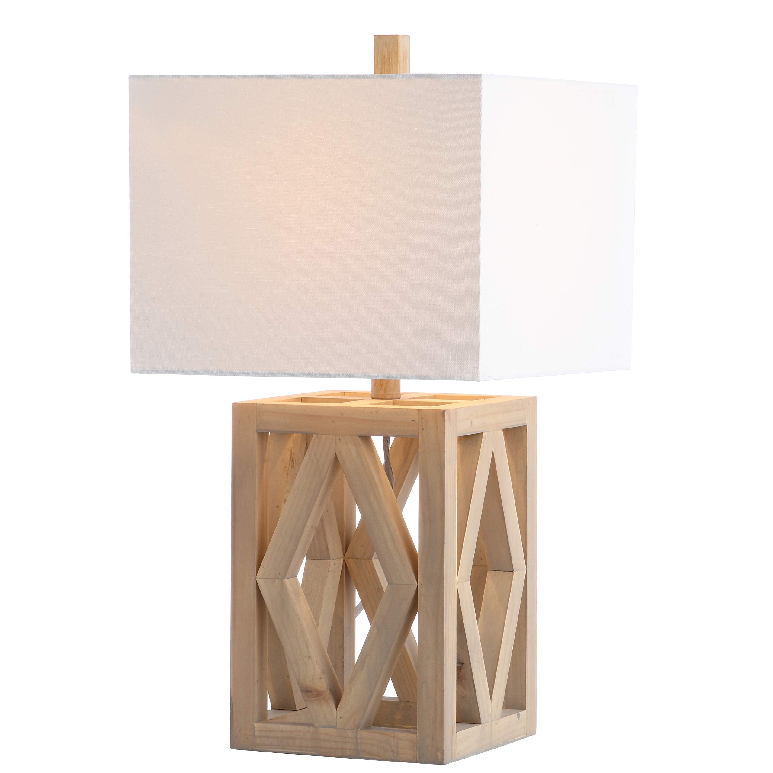 SAFAVIEH Lighting Collection Turner Rustic Farmhouse Brown Rectangle Shade 25-inch Bedroom Living Room Home Office Desk Nightsta
