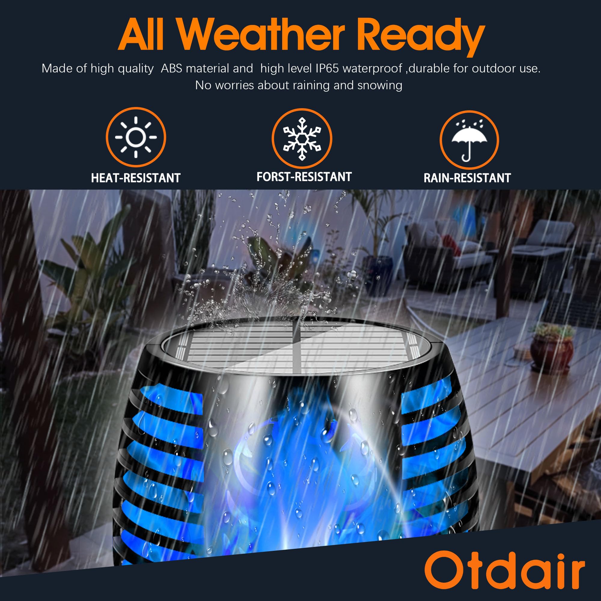 Otdair Halloween Decorations Outdoor 4 Pack, 96 LEDs Solar Halloween Lights Outdoor with Blue Flame, Waterproof Solar Lights for