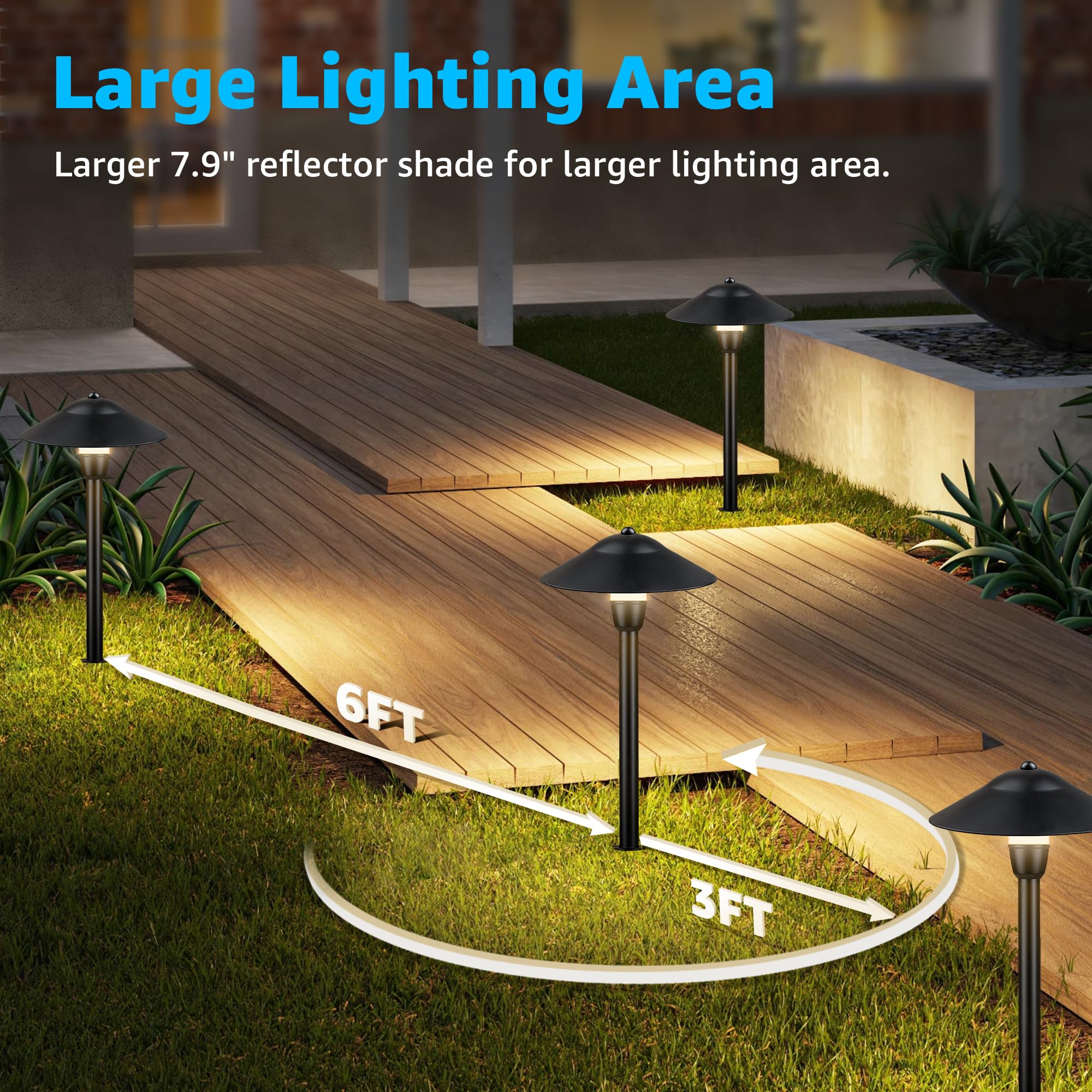 SUNVIE LED Landscape Lights, Low Voltage Aluminum Pathway Lights, Waterproof, 12 Pack, Black, Model 2741e82b-6472-47a0-998f-fbef