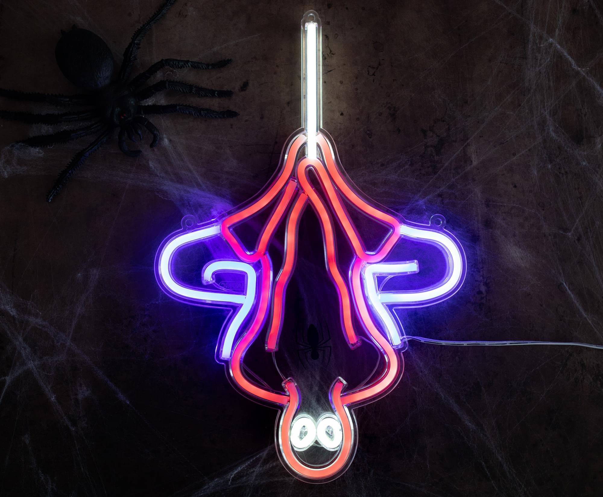 Ukonic Marvel Spider-Man Hanging LED Neon Wall Light | Ready to Hang Wall Decor Artwork | Superhero Figural Mood Light Sign for