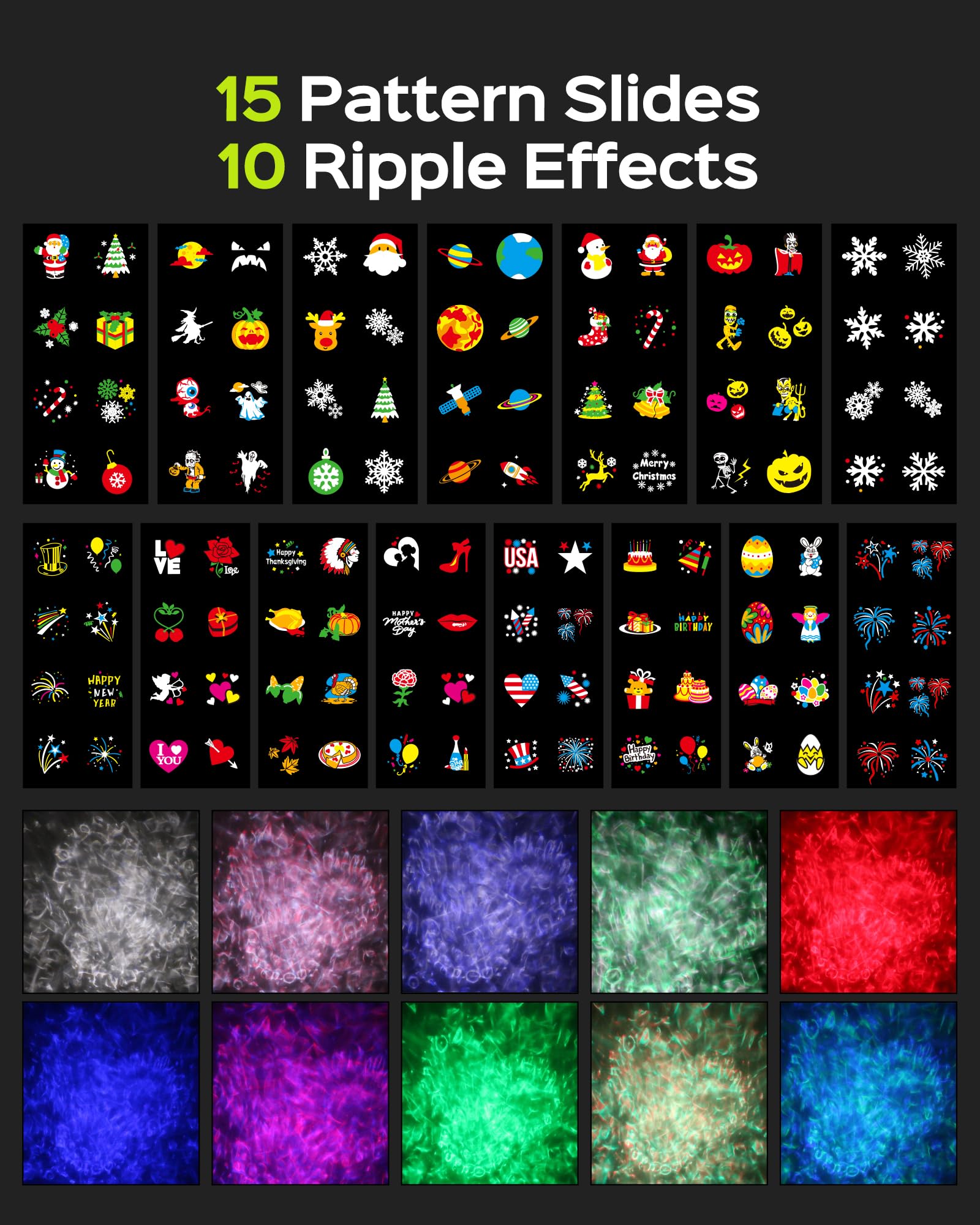 JACKYLED Christmas Projector Lights Outdoor, 2 in 1 HD Holiday Projector with Remote Control, Timers, IP65 Waterproof Halloween