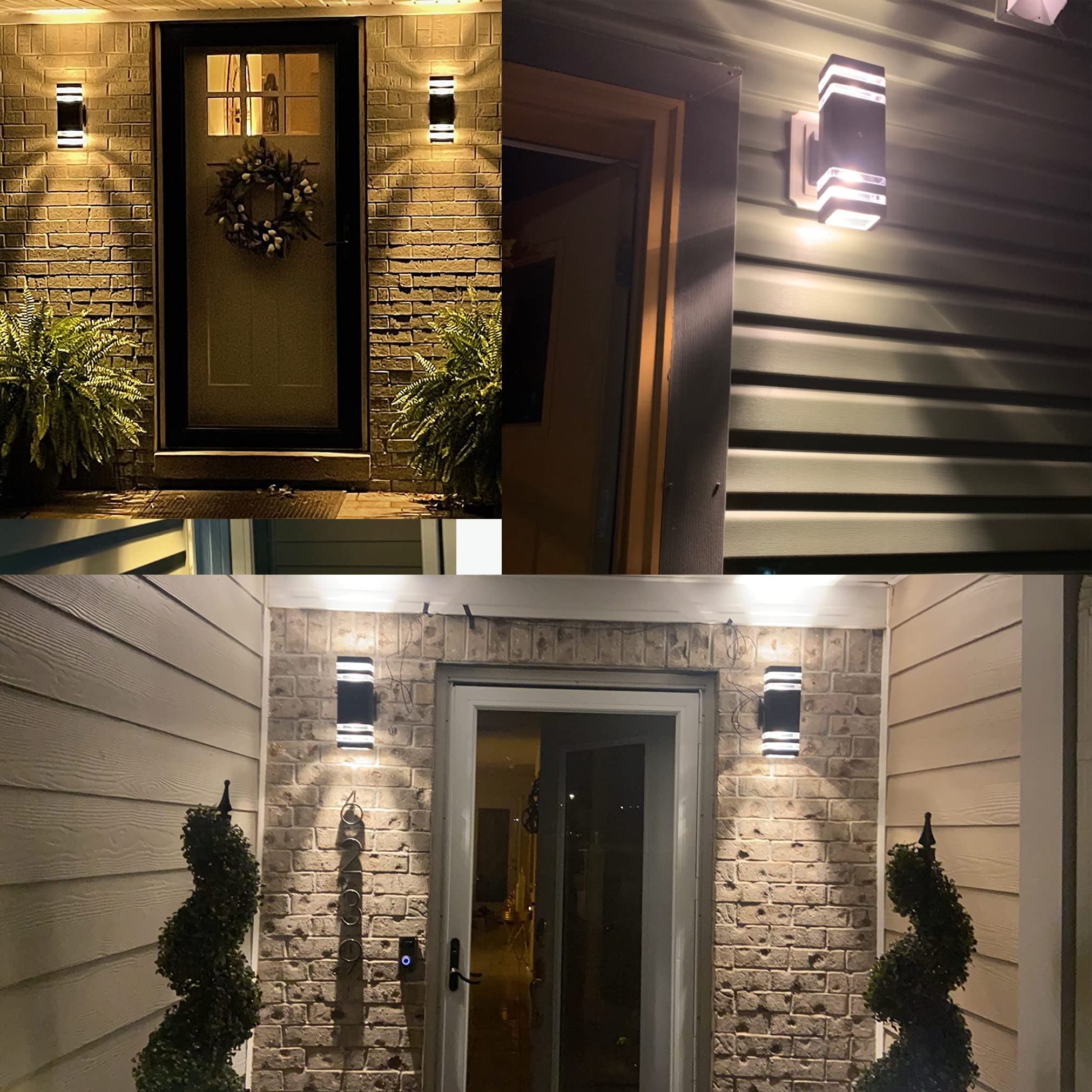 ZSMAIKU 6 Pack LED Outdoor Wall Lights, 14W IP65 Waterproof, 3000K 1100LM, Jet Black, Modern Design for Porch and Garage