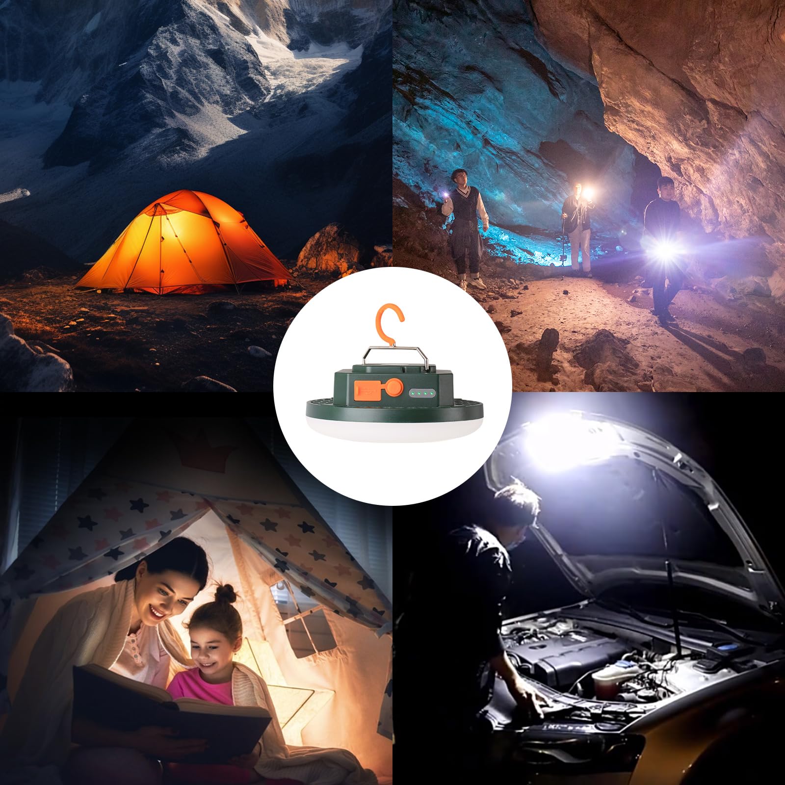 Trliradyn 10000mAh Tent Light - 4000LM LED Lantern, IPX5 Waterproof, 30W, Green, CLI-F03-WH-GE, 3 Lighting