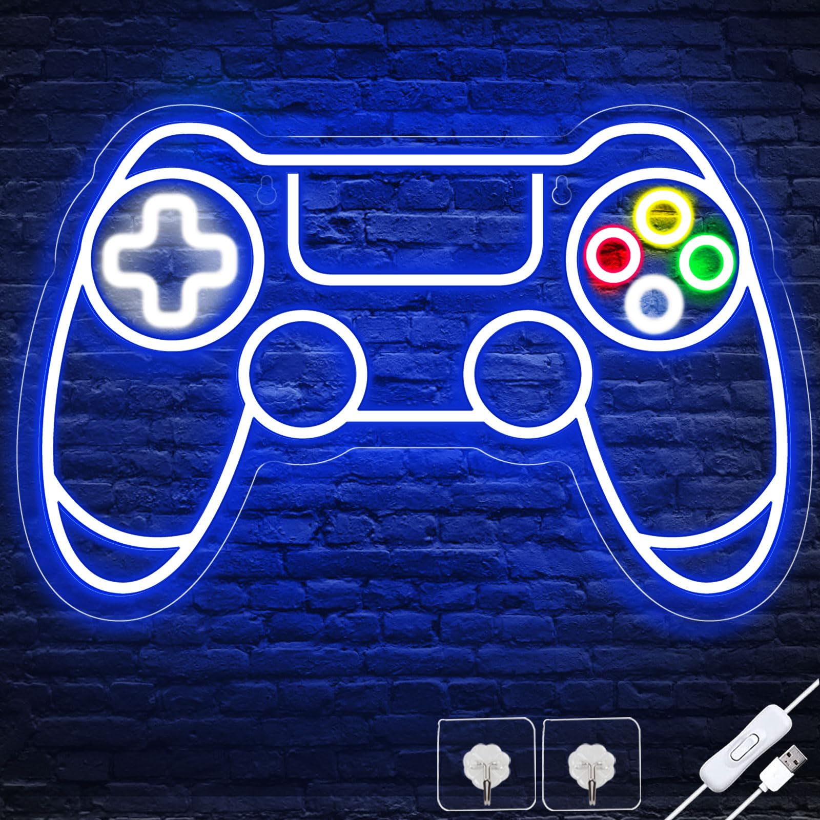 Ethereal Lomoer Gamer Neon Sign, Gamepad Shaped LED, USB Powered, 16.3 x 11.4 x 0.8 Inches, Blue, Model Gamepad4