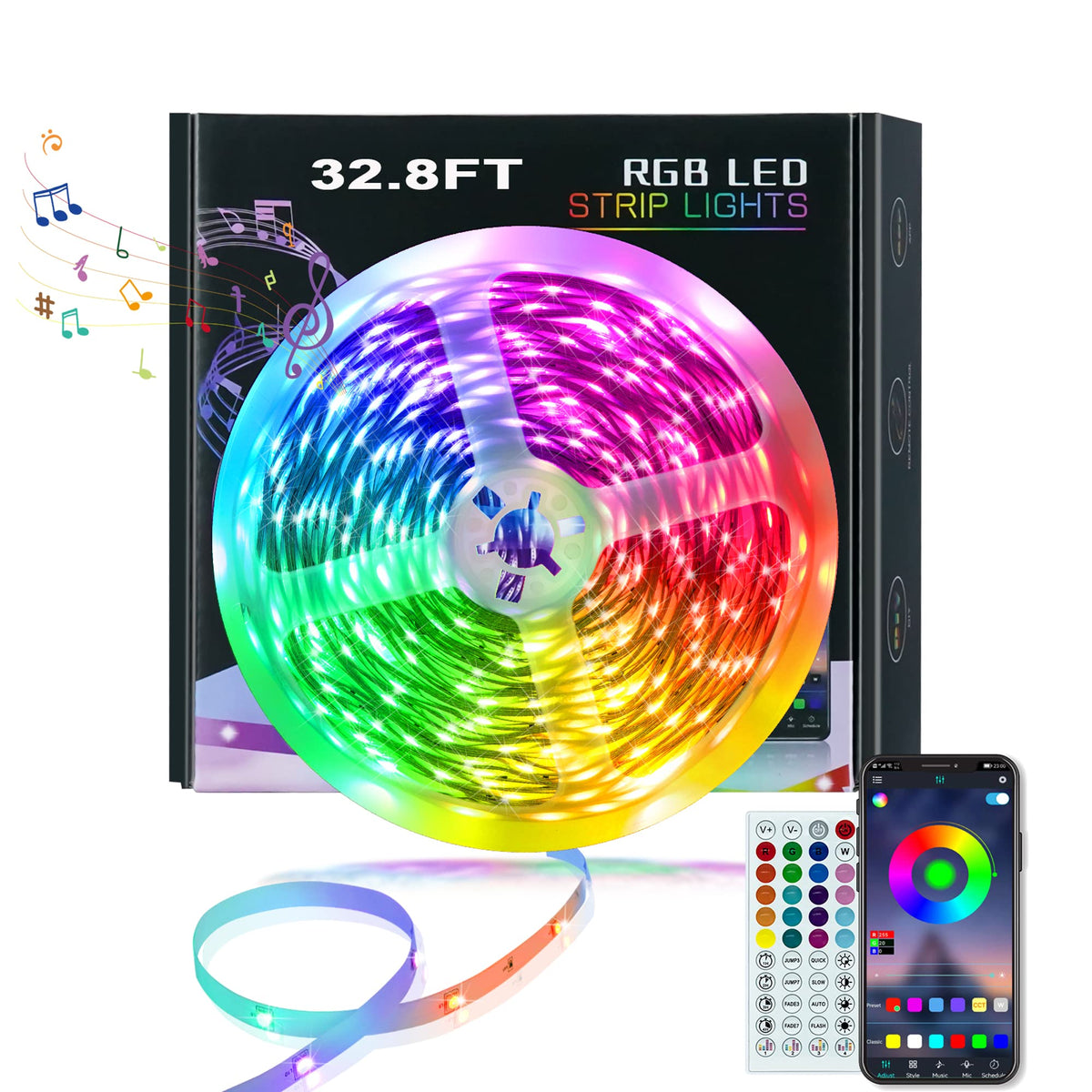 Keelixin Led Strip Lights 32.8Ft,Led Lights For Bedroom,Color Changing Lights,Led Strip,Lights That Sync With Music,Light Strips