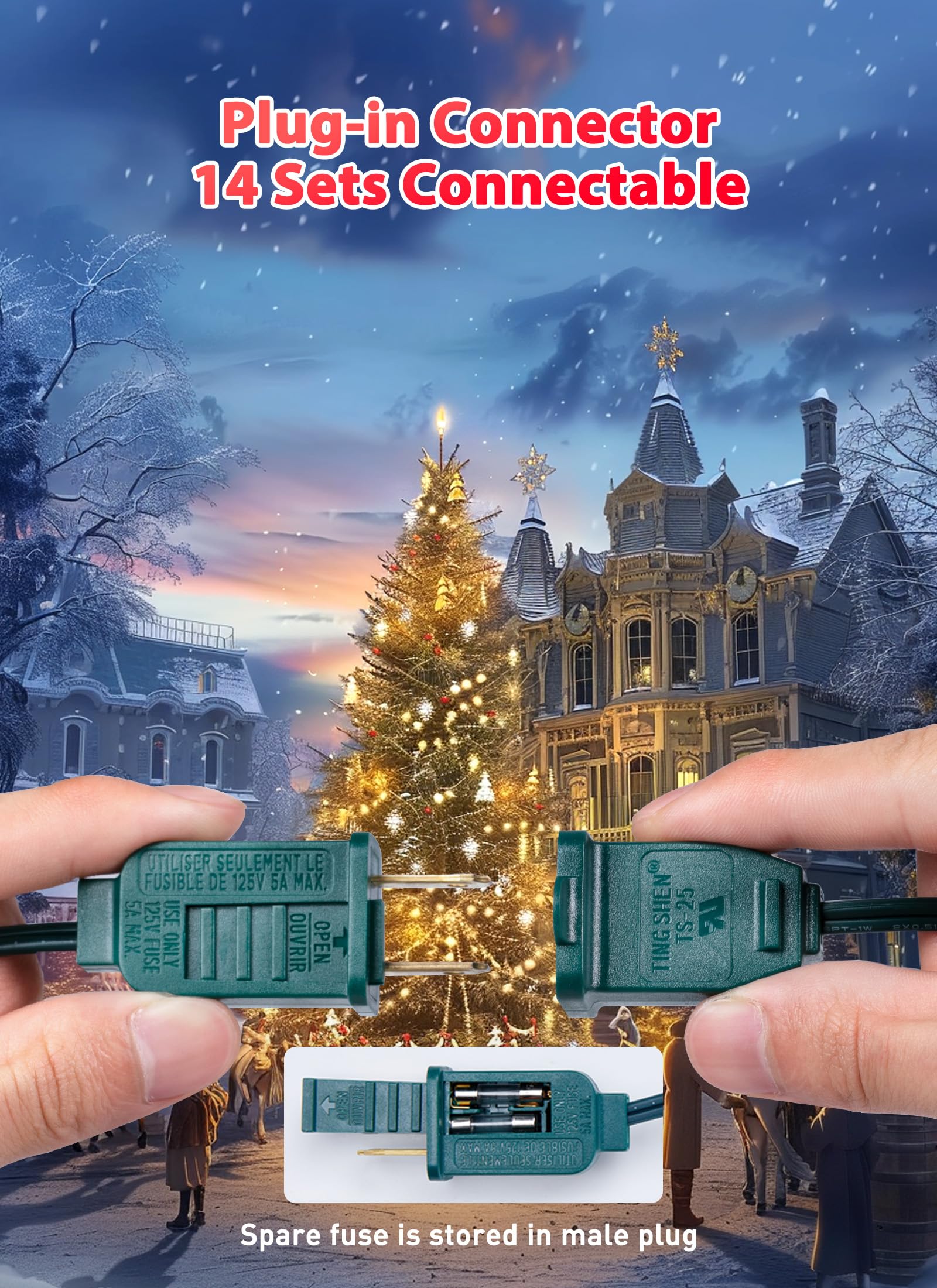 Multicolor C7 LED Christmas String Lights, 50FT 50 Lights C7 Vintage Christmas Lights, Commercial Connectable Christmas Tree Lig