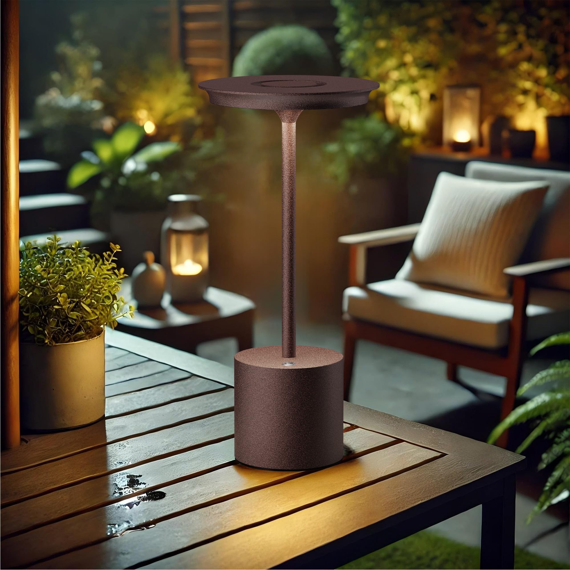 Sikevht 2Pack Cordless Table Lamp, Portable Rechargeable 6000Mah Outdoor Table Lamp, 3 Color Stepless Dimming Battery Powered La
