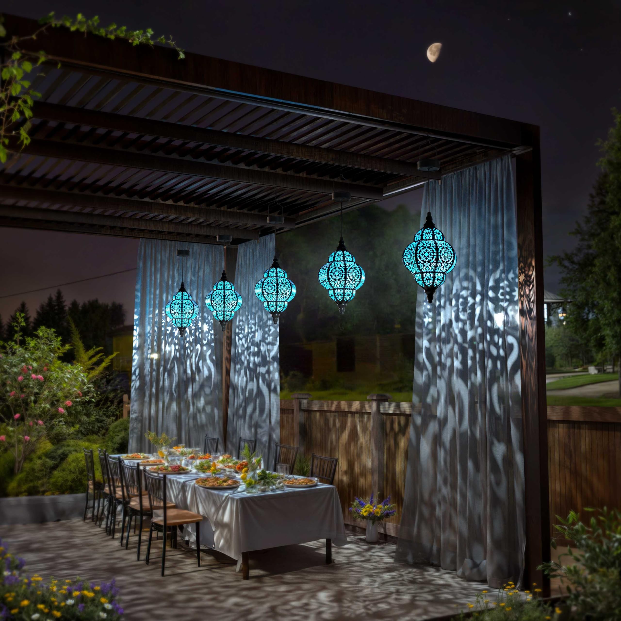 Hapjoy Solar Lanterns - Waterproof Outdoor Garden Decor, Black, Model ZB-520, 2-Pack