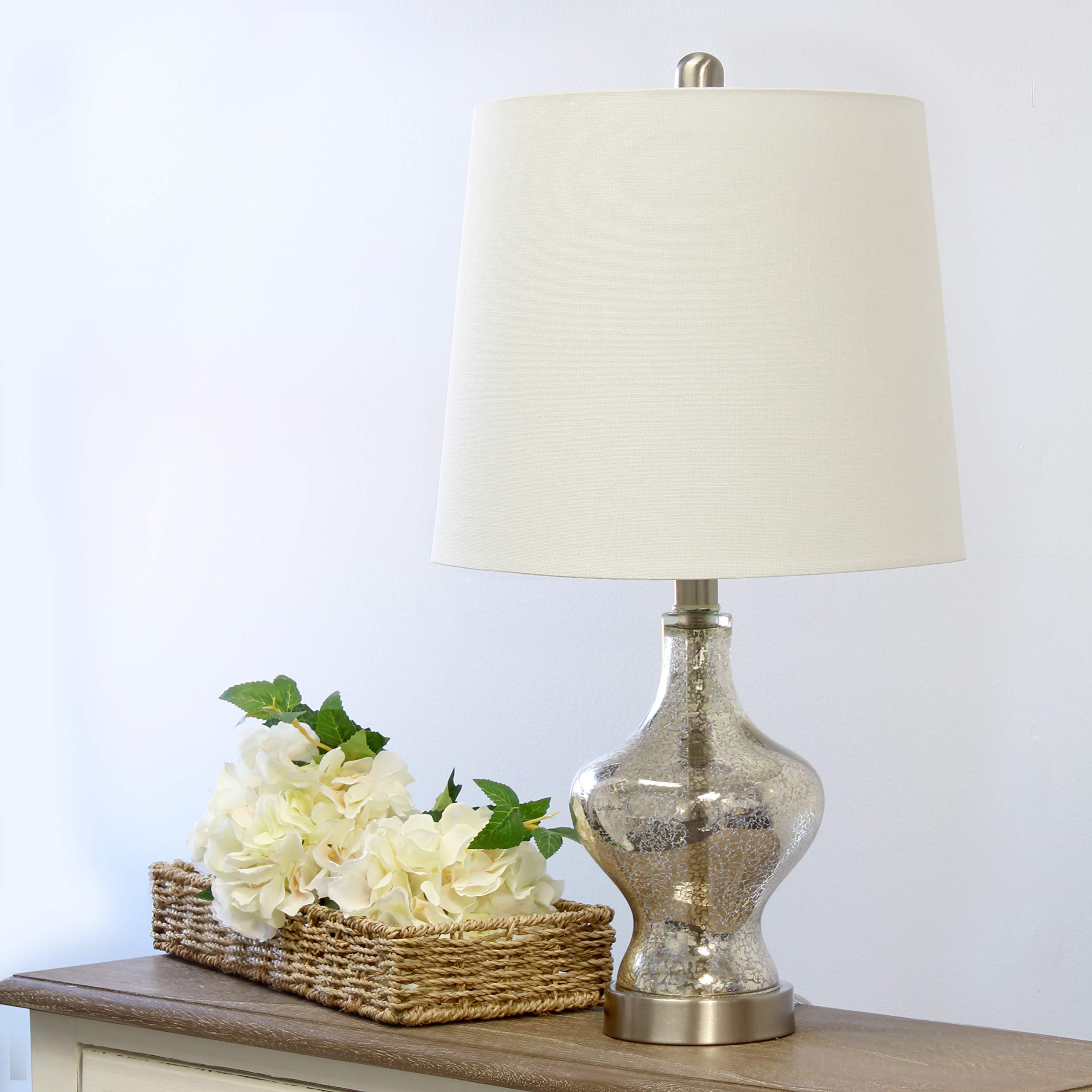 Elegant Designs Lt3317-Mur Glass Gourd Shaped Table Lamp, Mercury