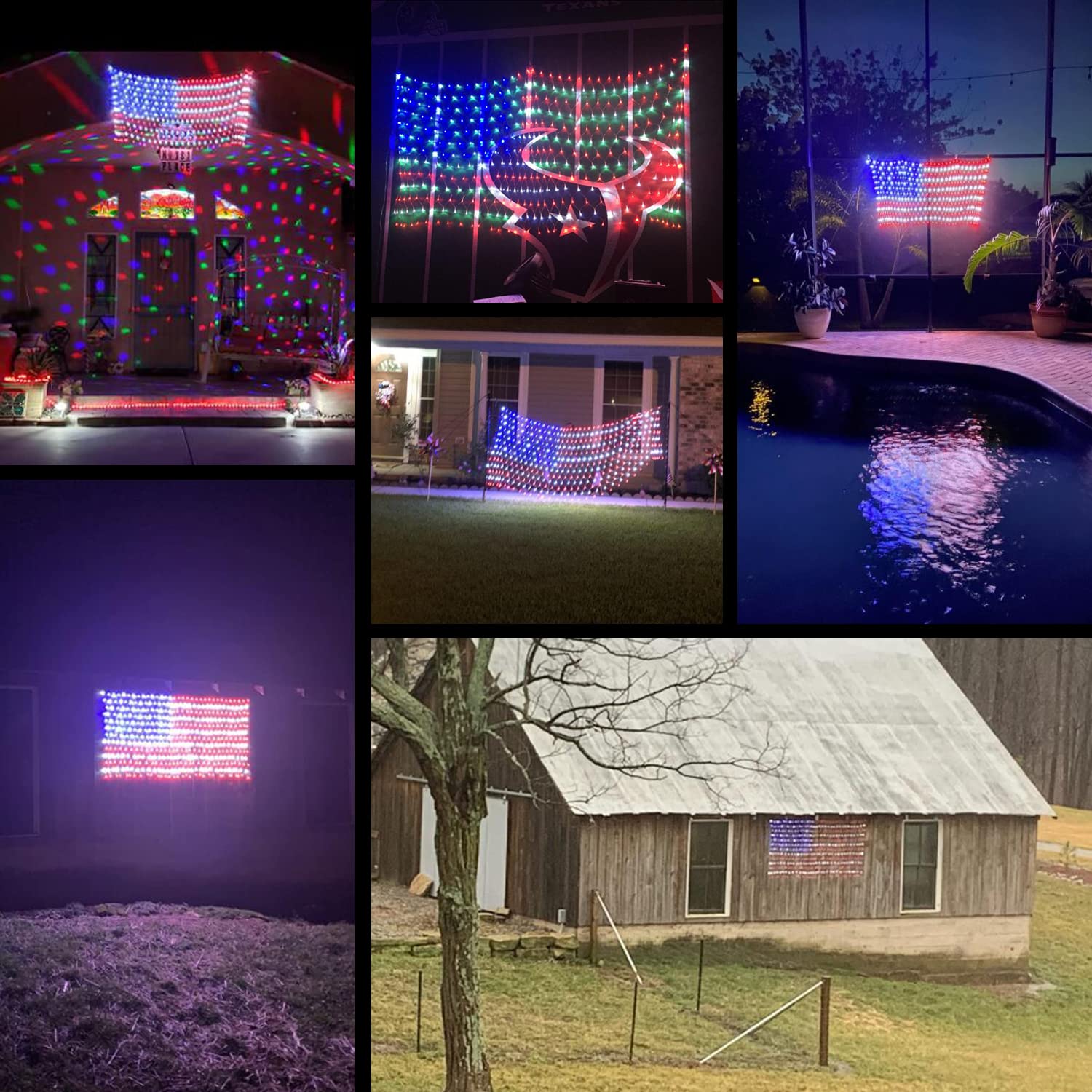HYH American Flag Lights LED Net Light, Waterproof, 420 Super Bright LEDs, Plug-in, Yard/Garden Decoration, Holiday, Festival, Christmas