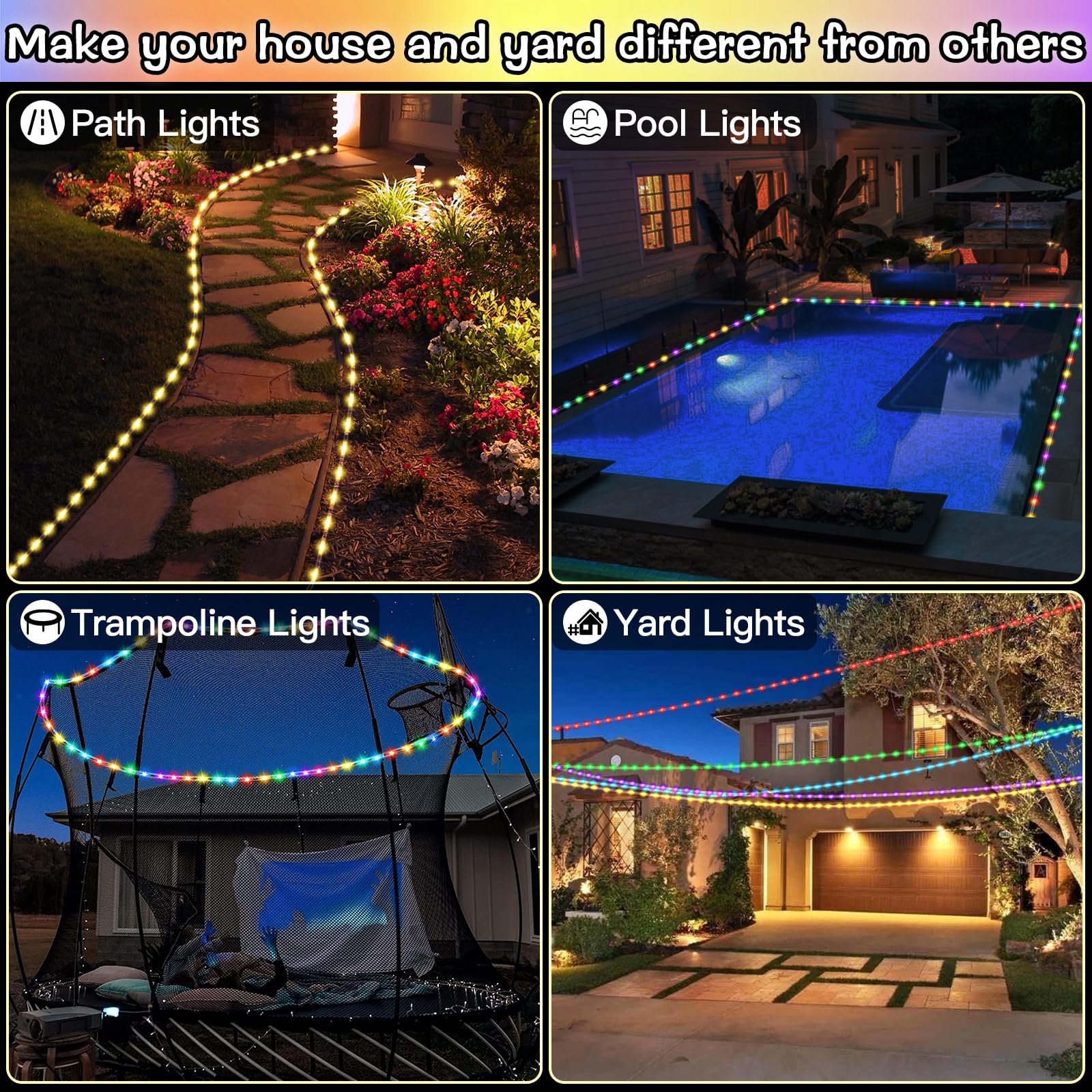 LitHome 33FT Solar Rope Lights - 100 LED Waterproof Color Changing Fairy String Lights for Outdoor Garden Decor