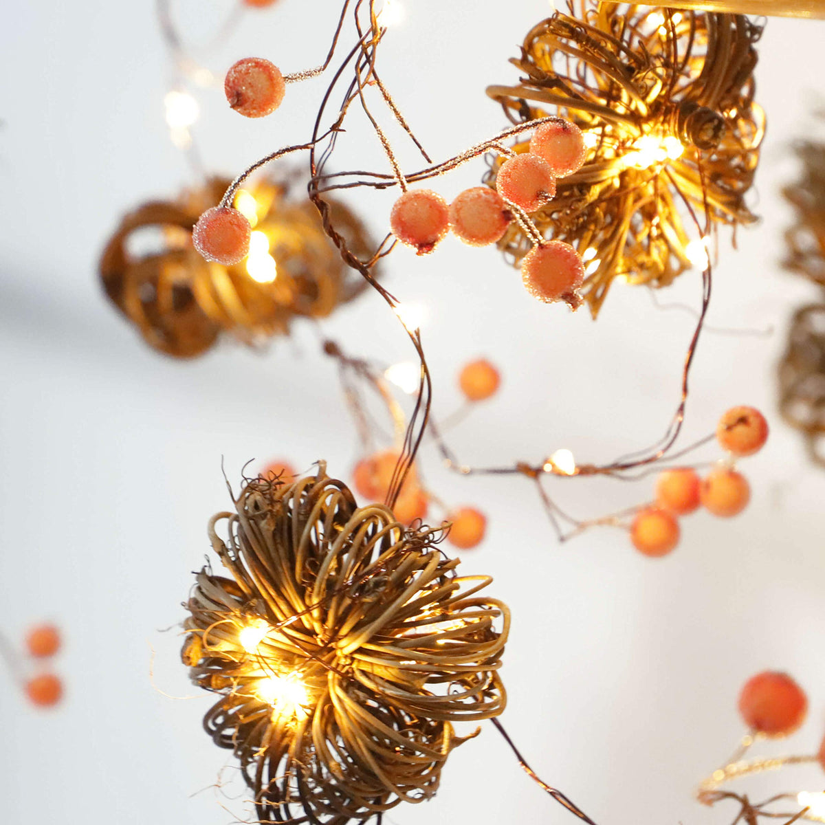 Halloween Decorations Rattan Pumpkin Berry String Lights Led Twinkle ...