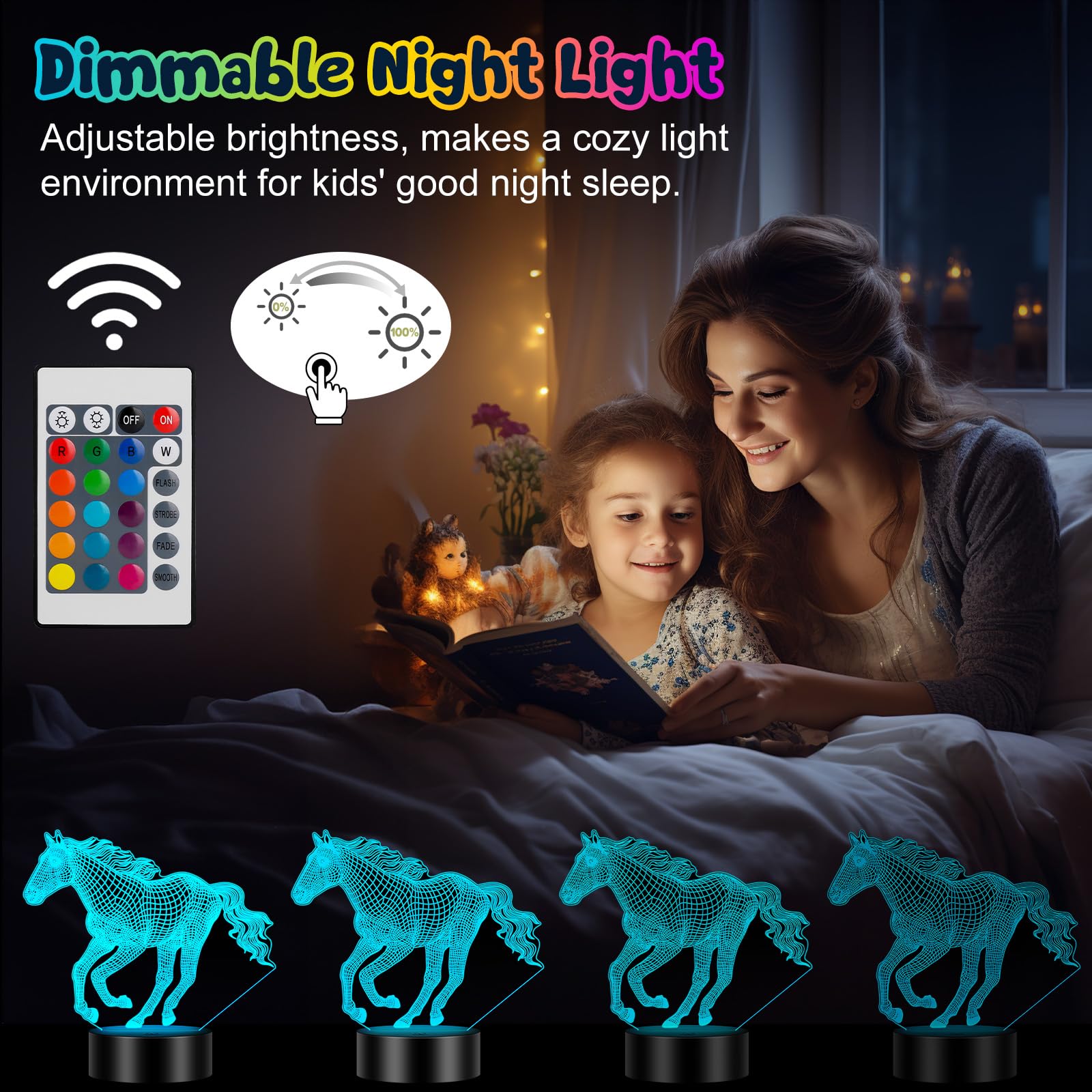 Linkax 3D Illusion Night Light & Soccer Gift For Teens  Boys & Kids - 8 To 12 Year Olds - Football Accessories & Room Decor (Horse)