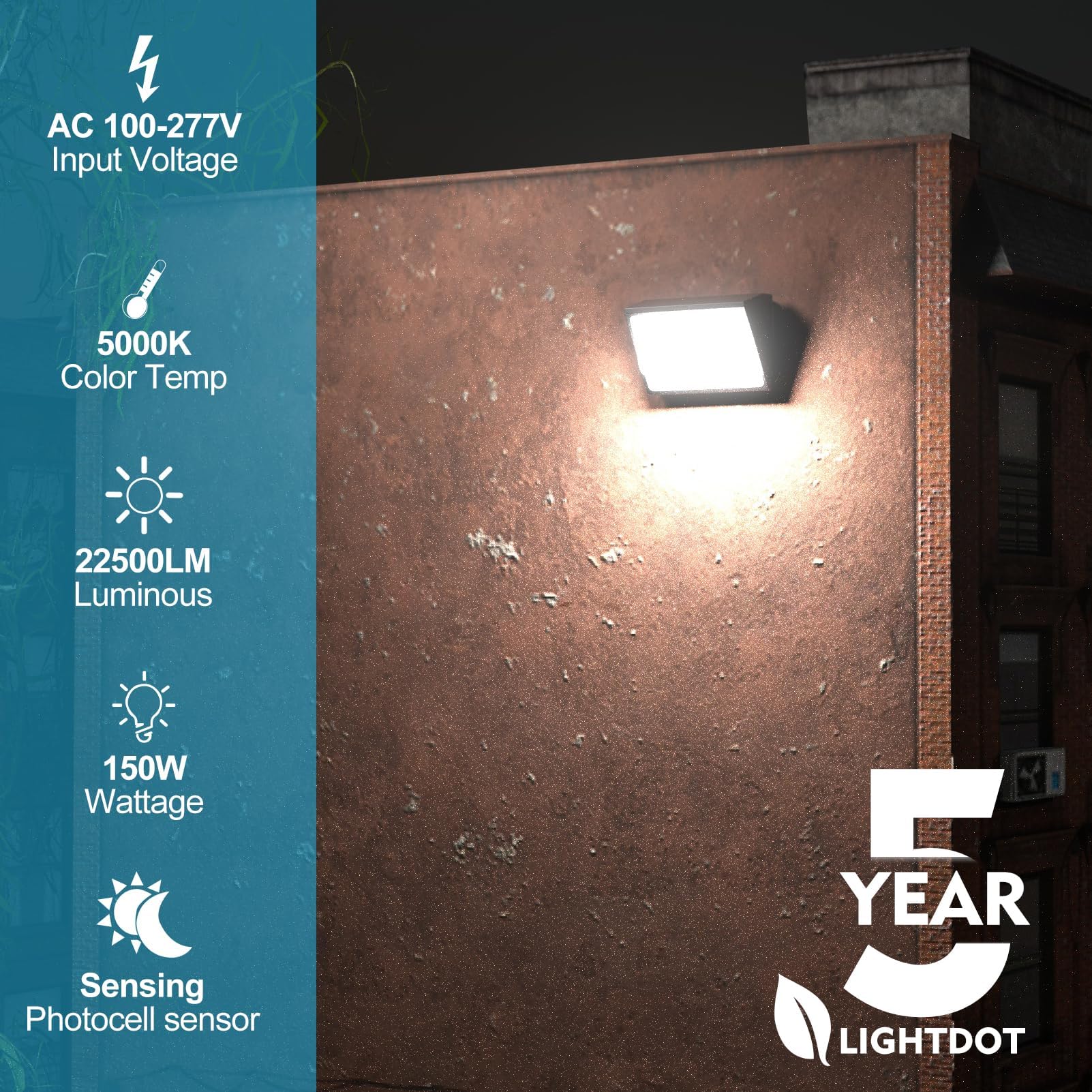 Lightdot 150W 6Pack Led Wall Pack Lights, Dusk To Dawn, 22500Lm, Ip65 Waterproof, Brown