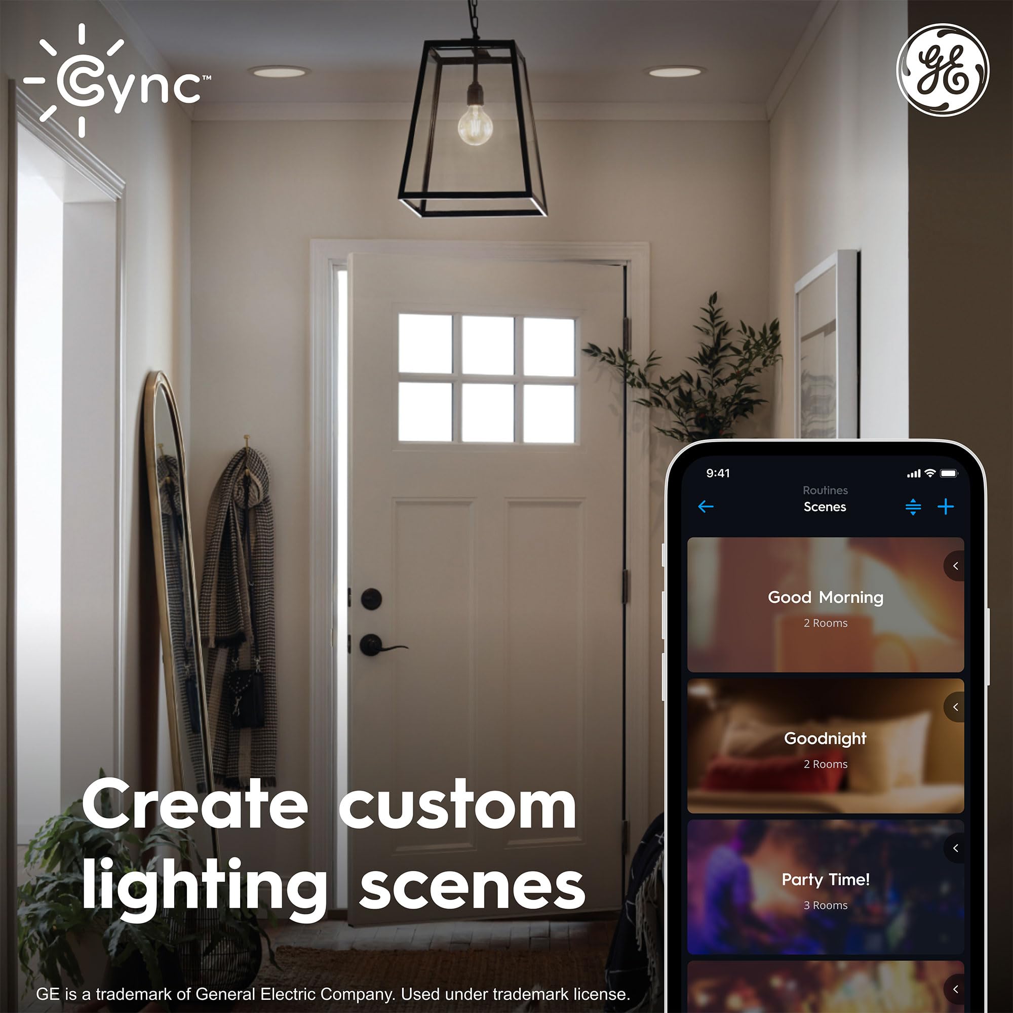 Cync GE Reveal Smart LED Recessed Downlight, WiFi Color Changing, 6in, 2-Pack, Matter Compatible, Works with Alexa & Google Home
