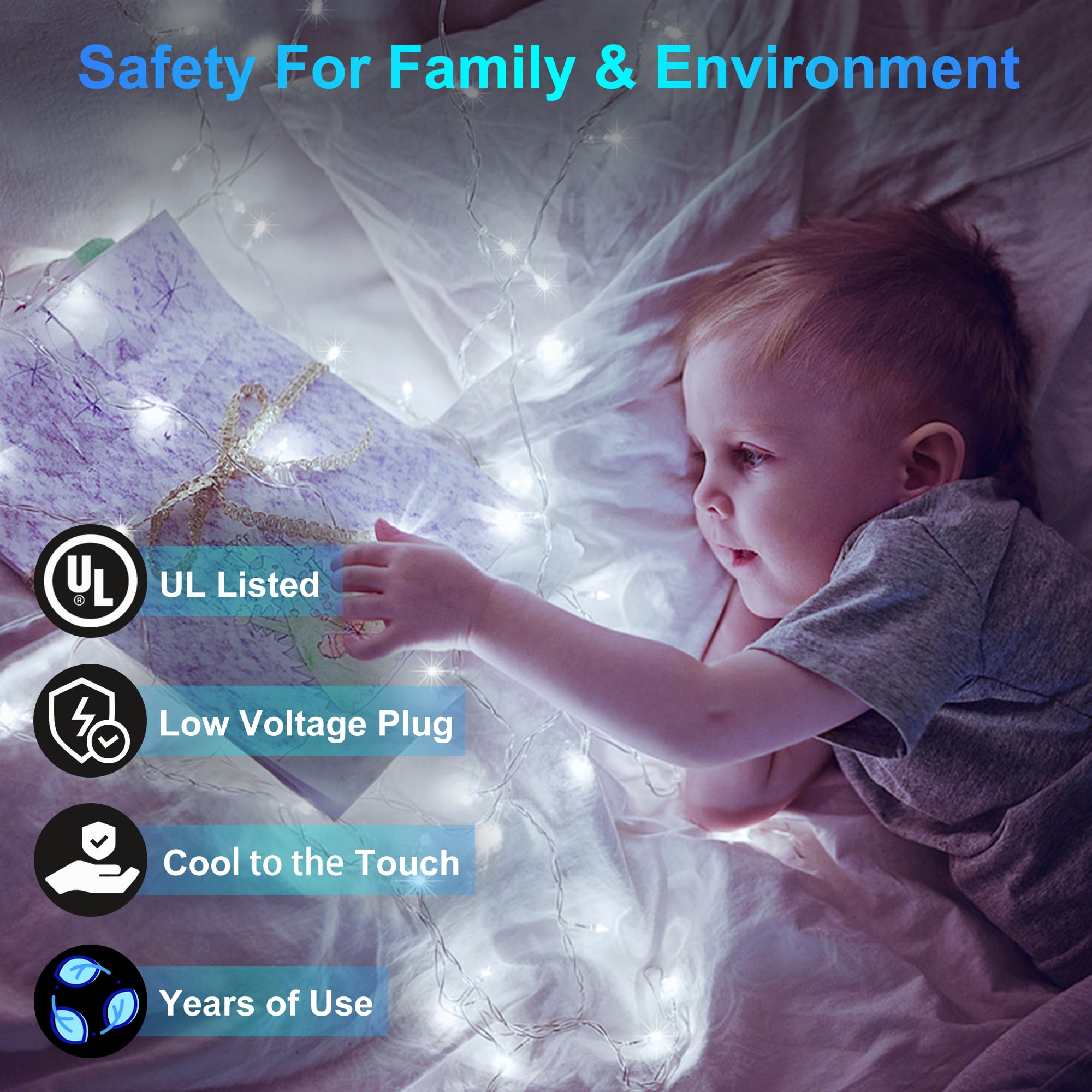 HRANBOTY 492FT Christmas Lights Outdoor, 1300 LED, Cool White, Waterproof, 8 Modes, with Timer & Memory Function, Model HS-1300L