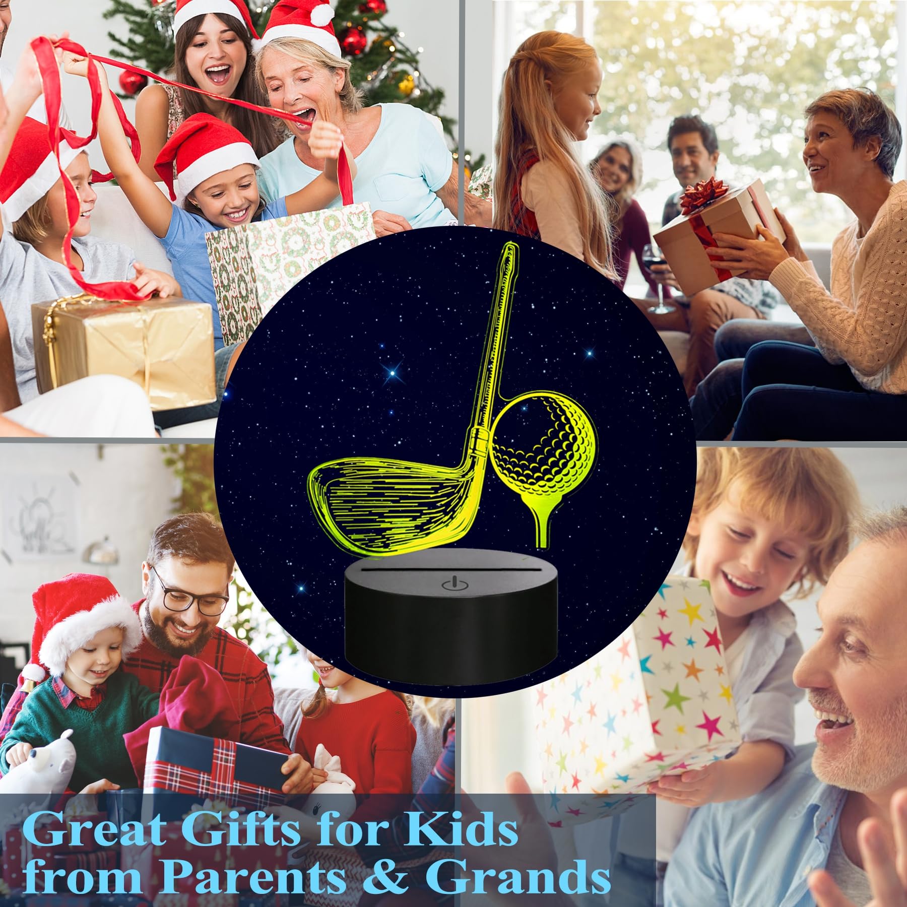 Posshe Golf Night Light, Golf Club Gifts, 3D Illusion Lamp With 16 Colors Changing, Remote Control And Dimmable, Men Boys Girls