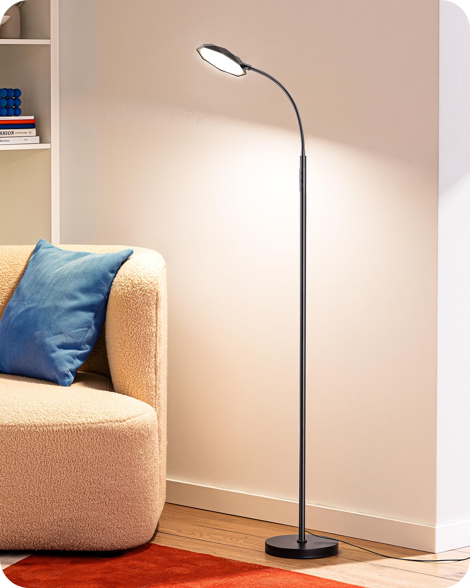 EDISHINE LED Floor Lamp, 1300LM Super Bright Reading Floor Lamps for Living Room, Dimmable 4 Color Temperature Standing Lamp, Re