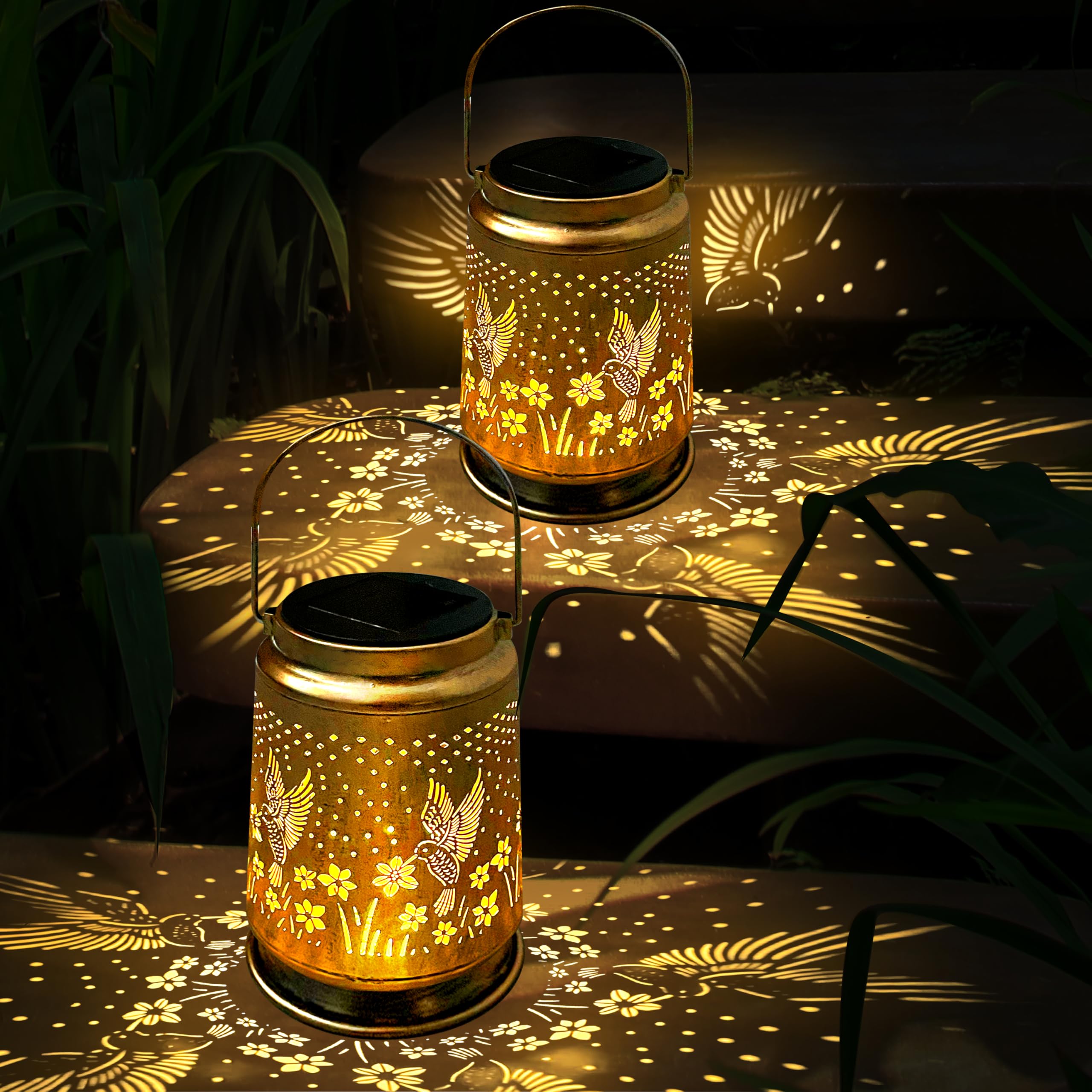 Ky&Bosam Solar Lanterns Outdoor Waterproof Hummingbird Garden Decor Birthday Gifts For Women Mom Grandma Hanging Solar Lights Me